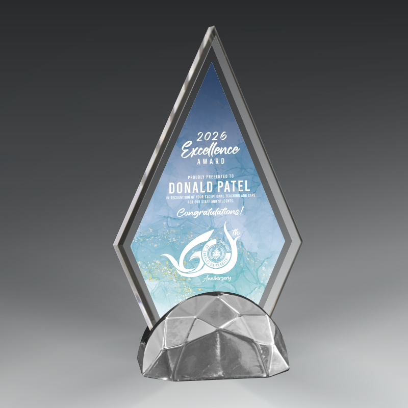 Acrylic Triangle in Metal Base 2