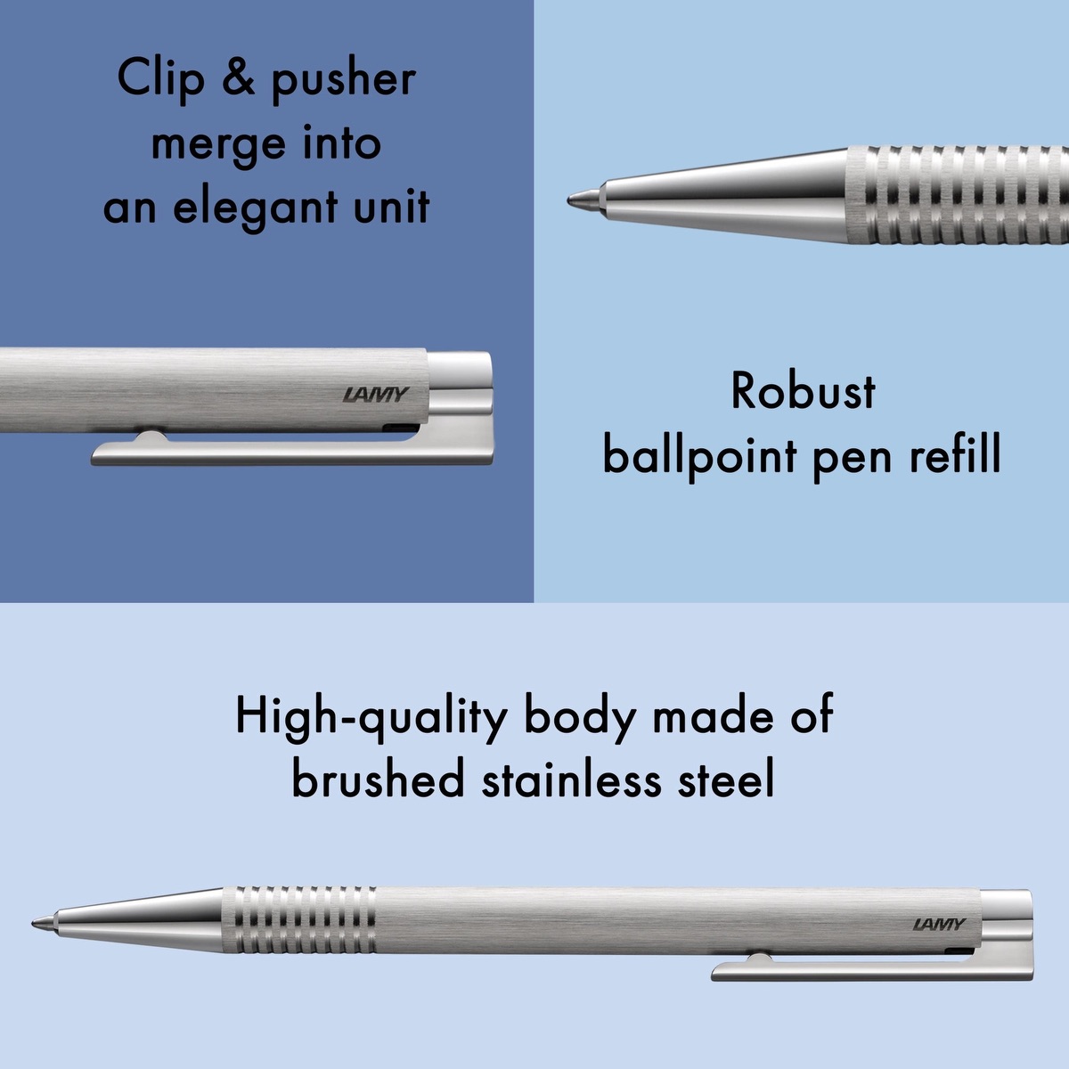 LAMY Logo Brushed Stainless Steel Ballpoint Pen 6