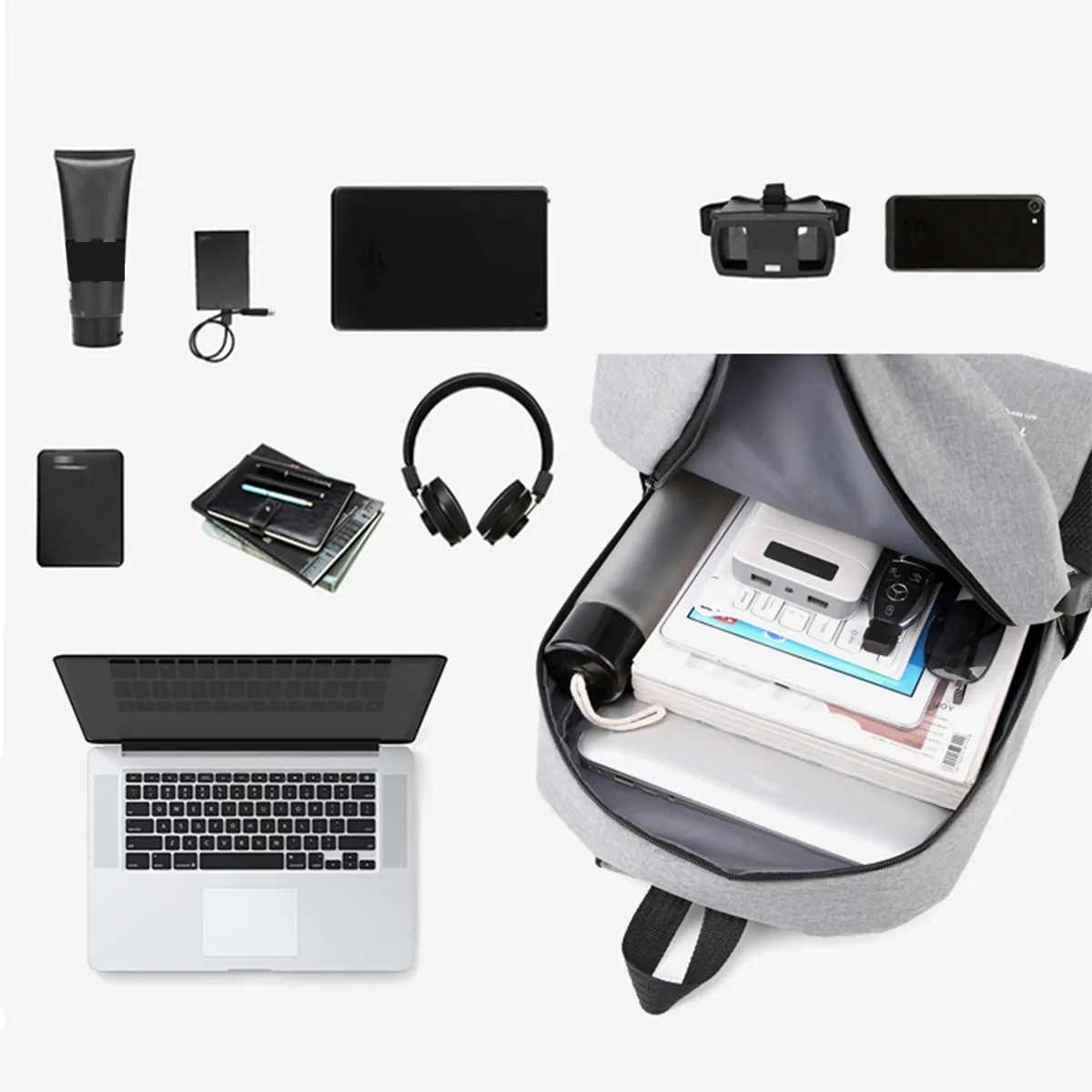 Solid Color Spacious Adjustable Shoulder Straps Backpack 3