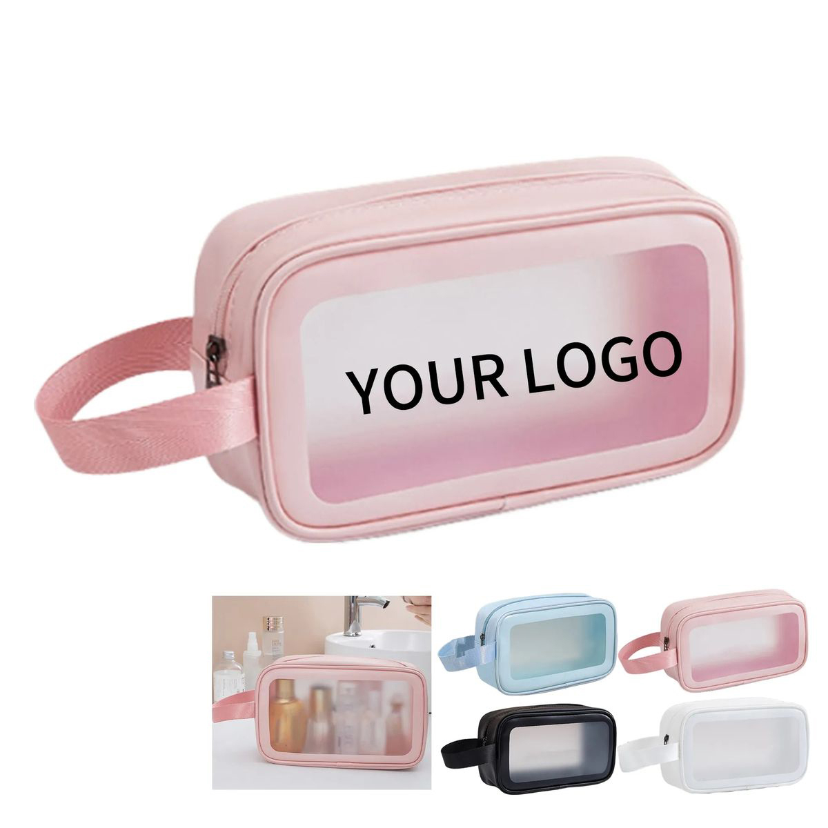 Clear Toiletry Bag 8.7 Inch for Cosmetics or Bottles 6