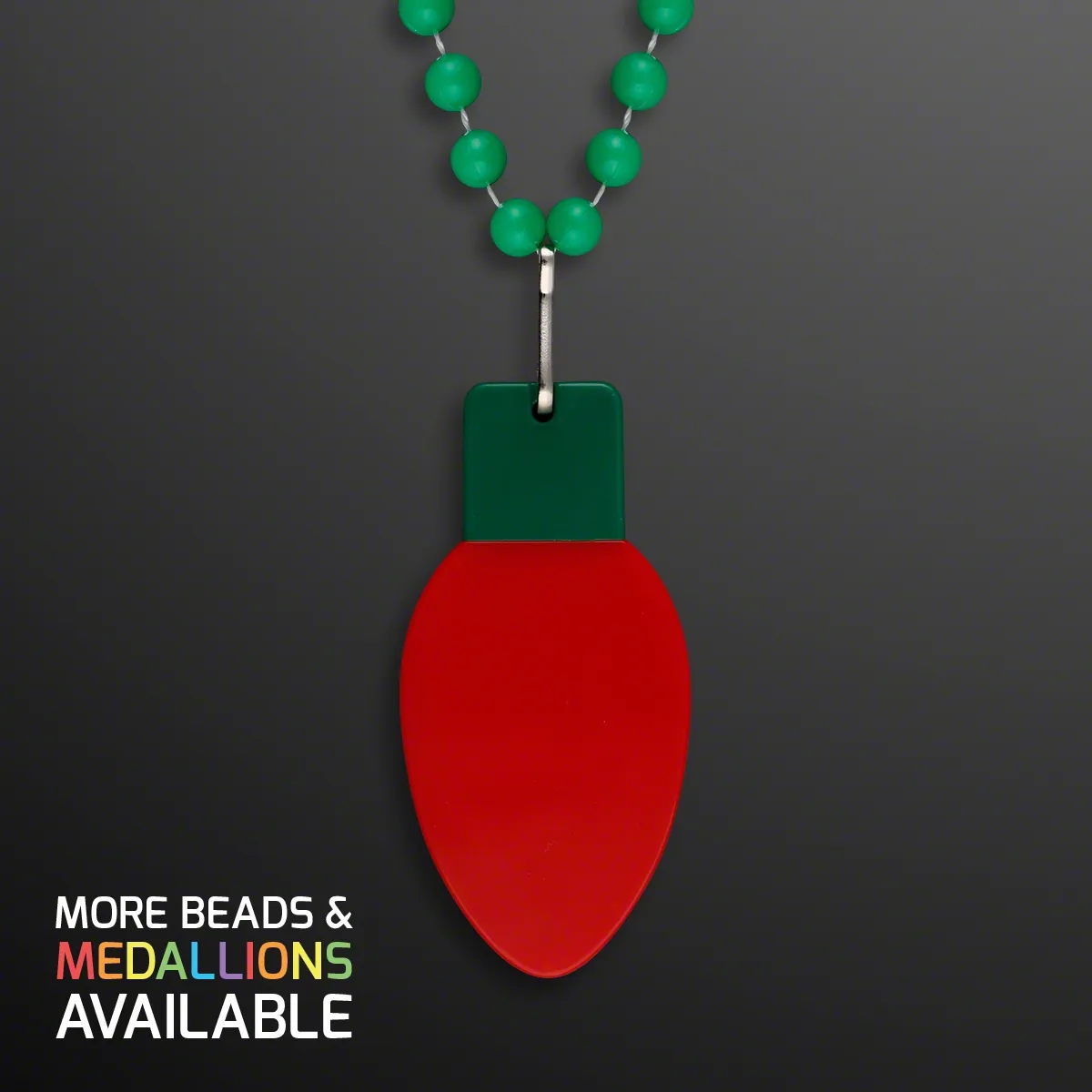 Red Bulb Medallion on Green Beads (NON-LIGHT UP) 2