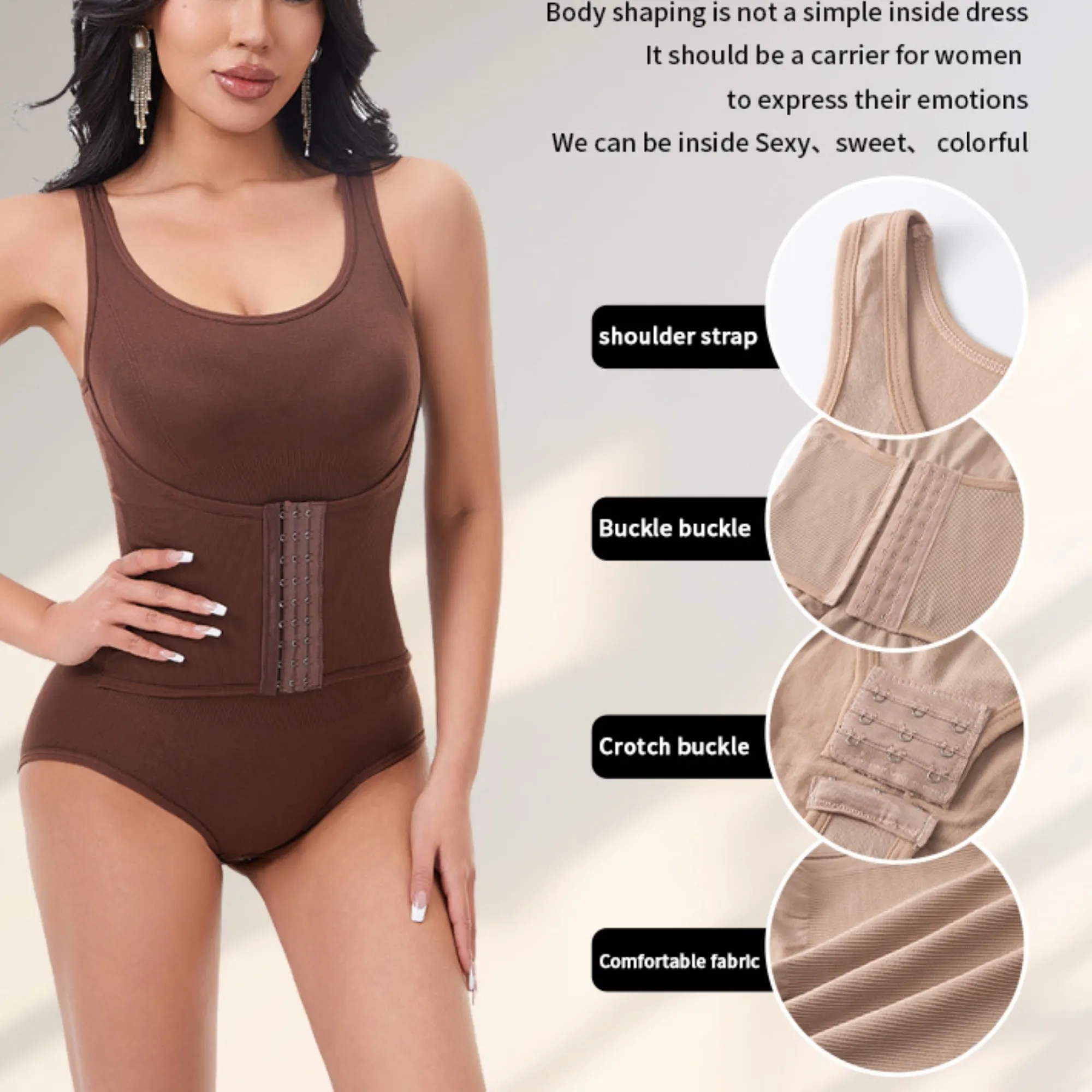 Double Layer Shapewear Tummy Control Bodysuit For Women 9