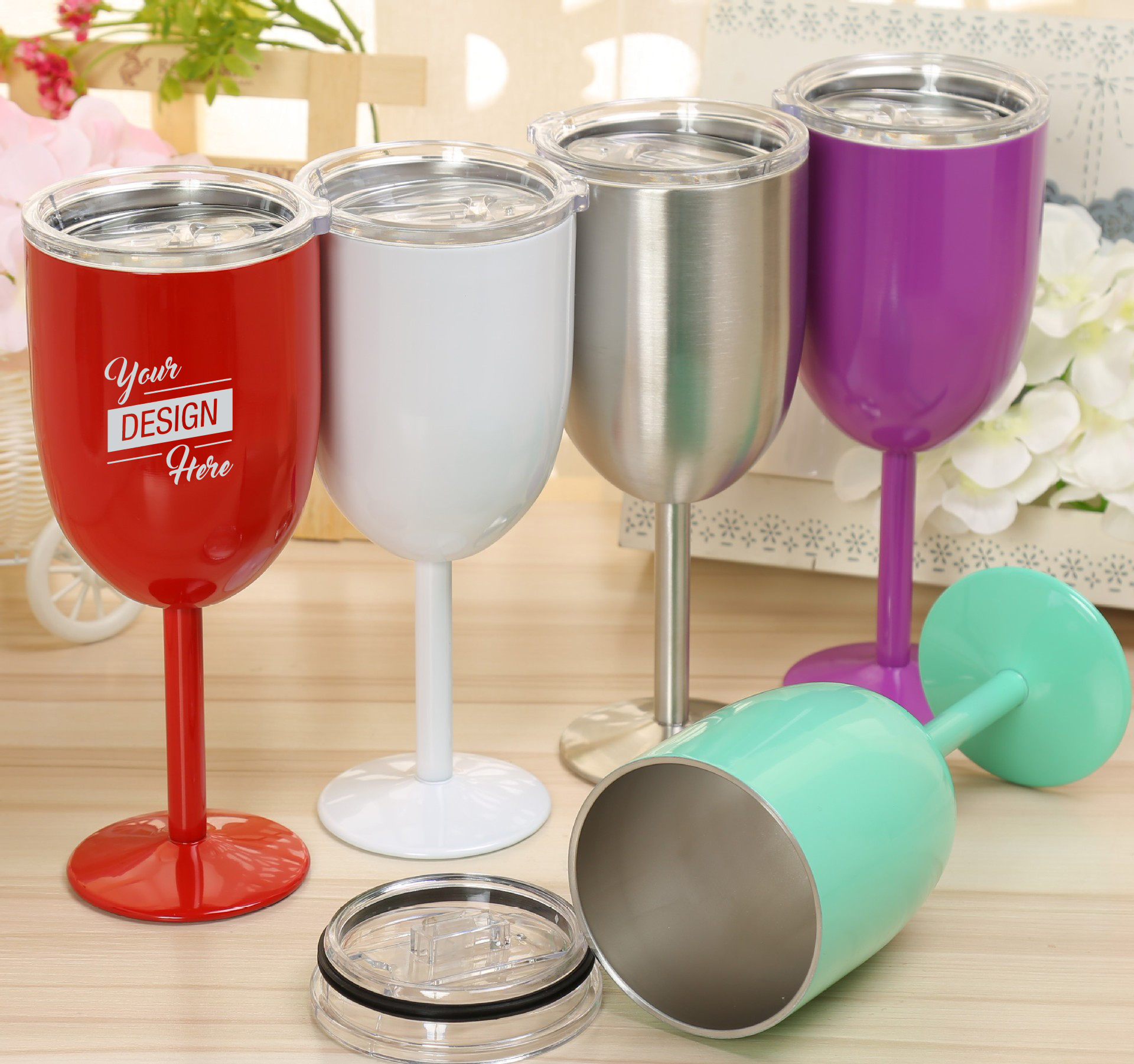 10 oz. Stainless Steel Wine Glasses With Stem 1