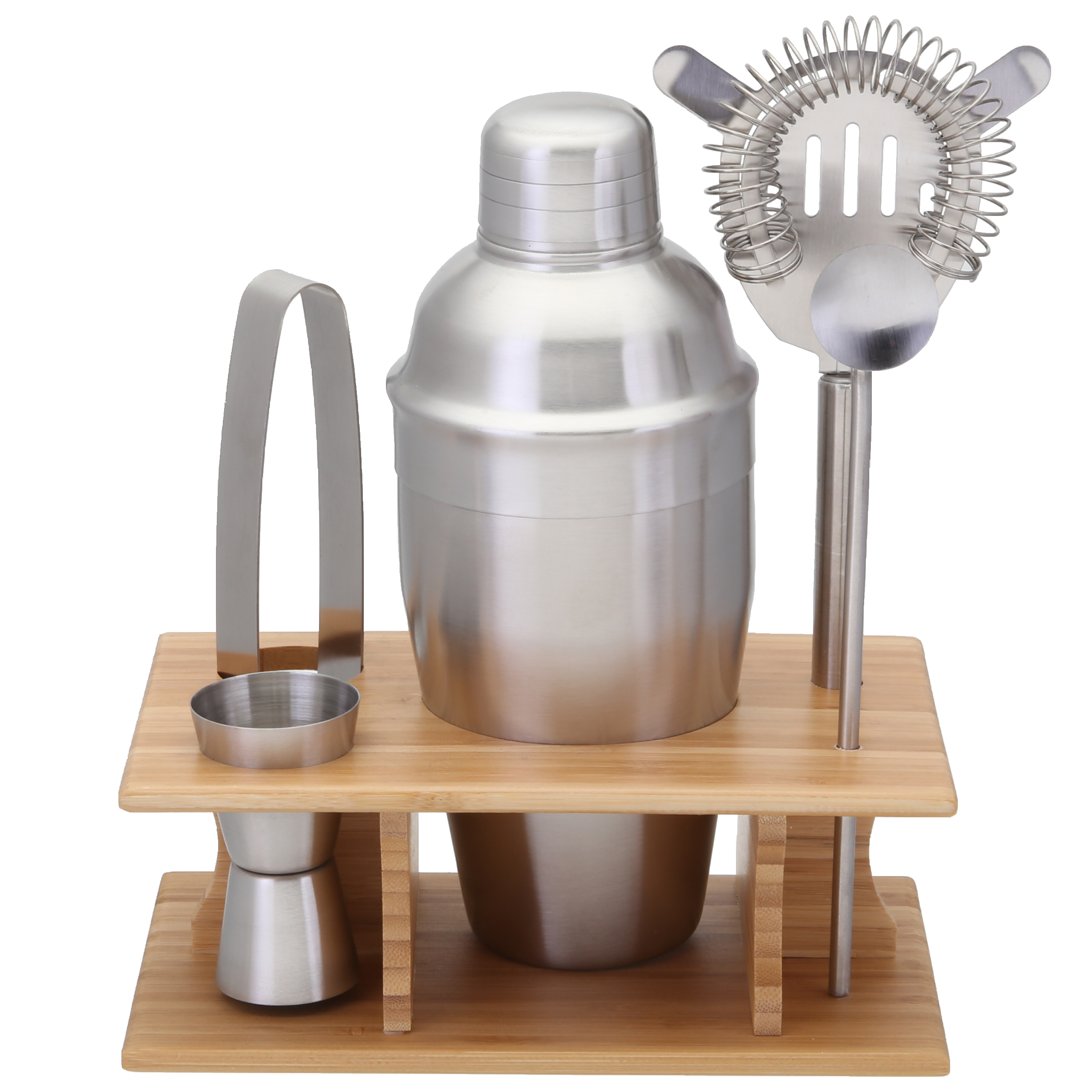 Stainless Steel Shaker Set w/Bamboo Stand 3