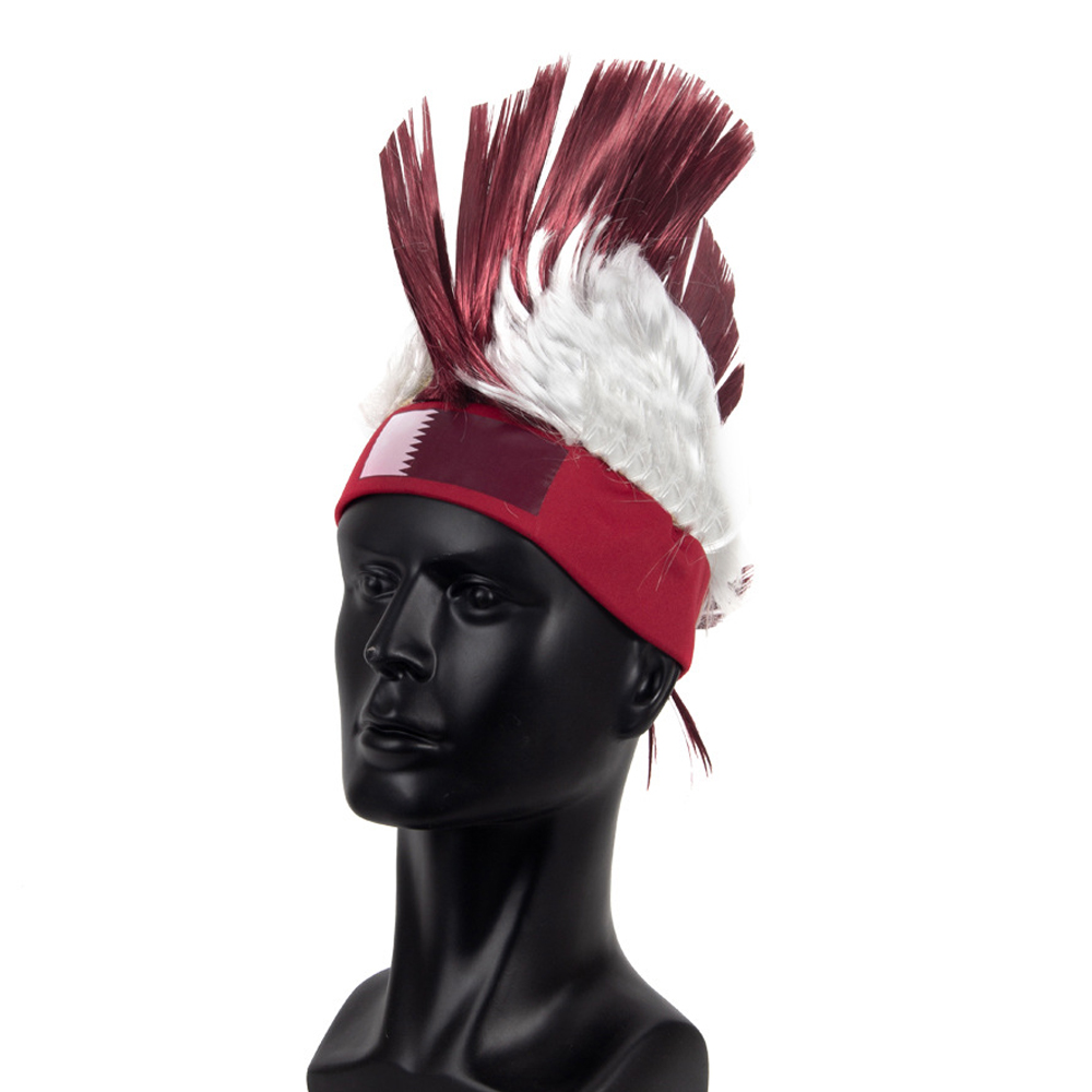Qatar World Cup National Flag Football Fans Mohican Hairstyle Wig 2