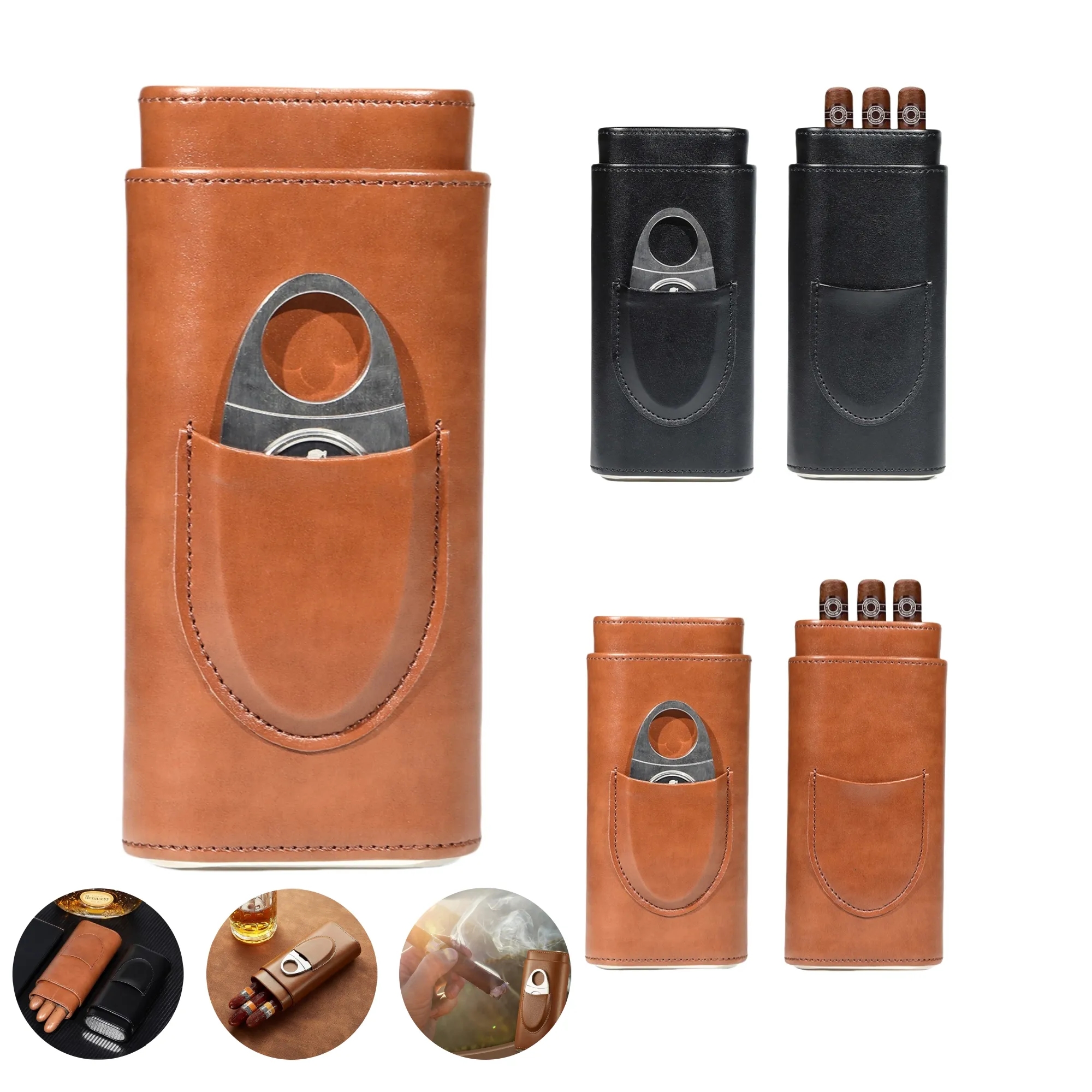 Genuine Leather Case With Cigar Cutter 3