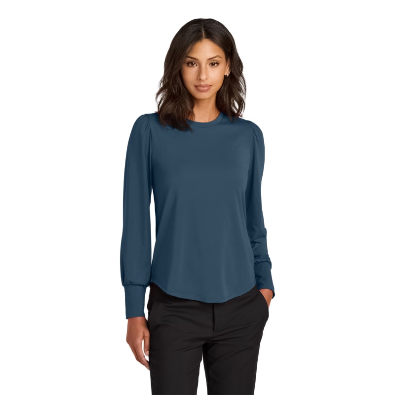 Mercer+Mettle Women's Stretch Jersey Long Sleeve Blouson Top 9