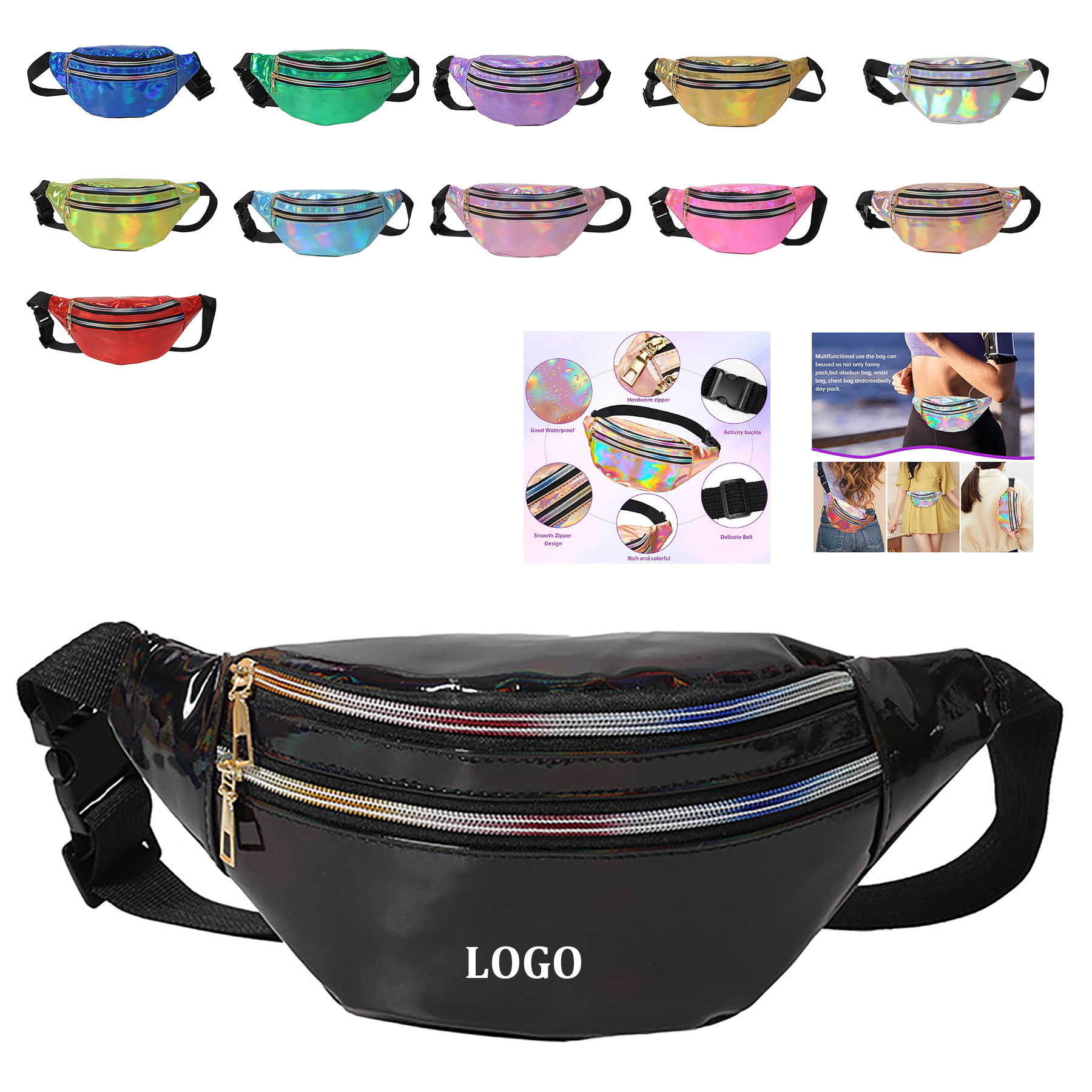 Holographic Waterproof Shiny Waist Bag 7