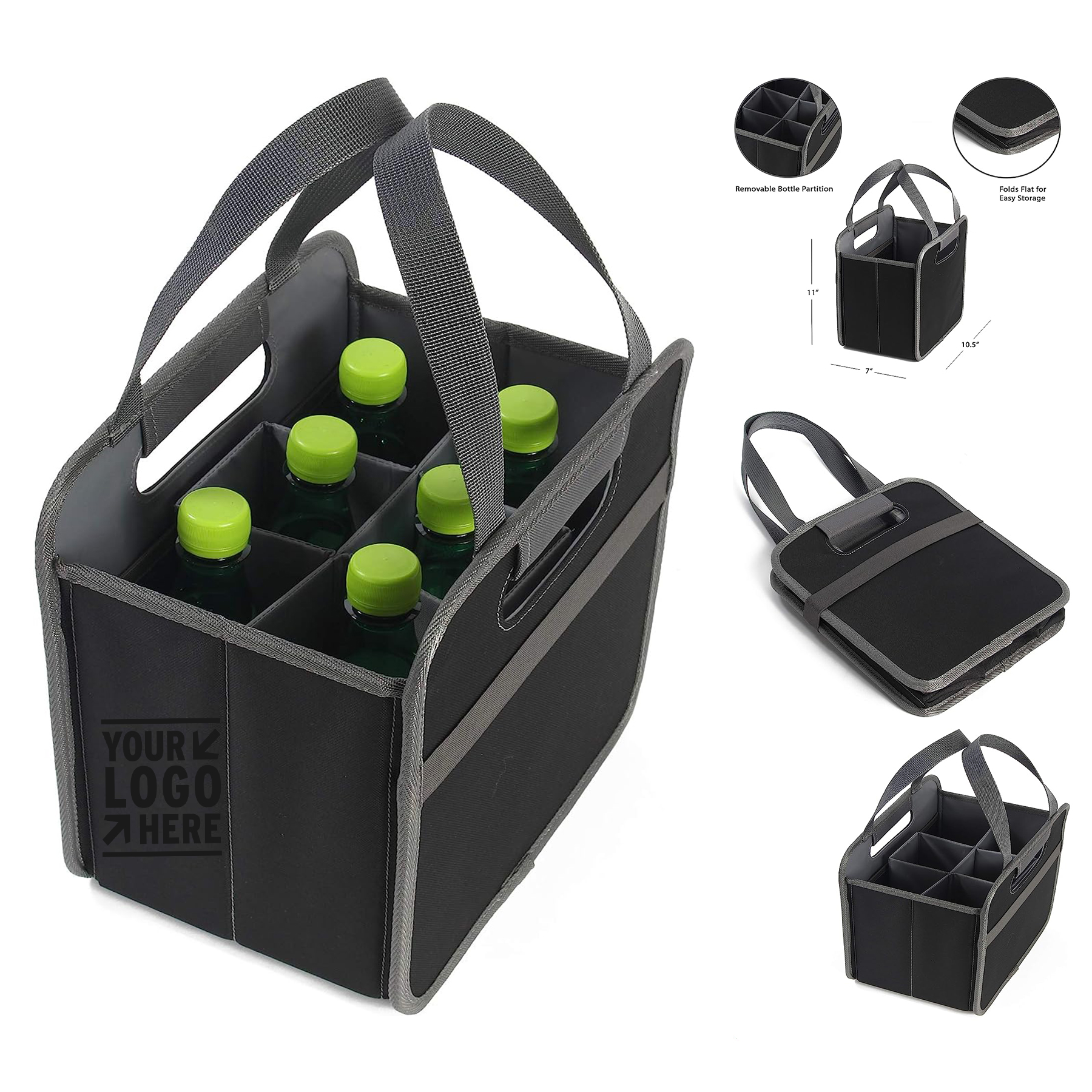 11 x 10 .5 x 7 Inches Foldable 6 Bottle Wine Carrier Bag  1