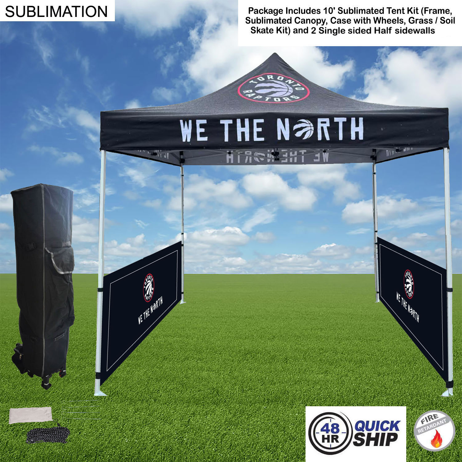 48Hr Quick Ship - Tent Sidewalls Package,10' Sublimated Tent Kit and 2 Half single sided sidewalls 5