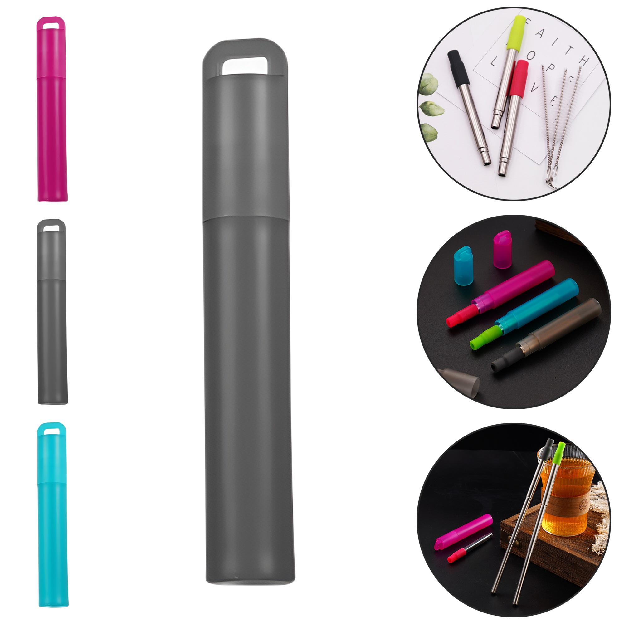 304 Stainless Steel Retractable Straw Set with Silicone Tips 3