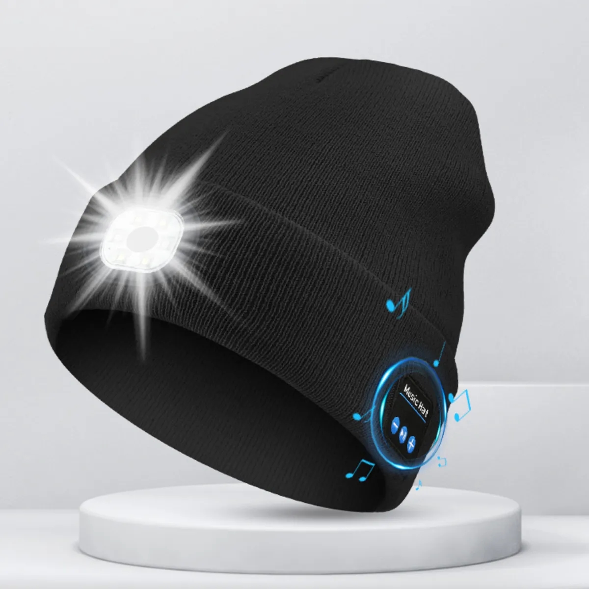 LED Beanie Hat Warm Outdoor Bluetooth Adjustable Cap Unisex 9