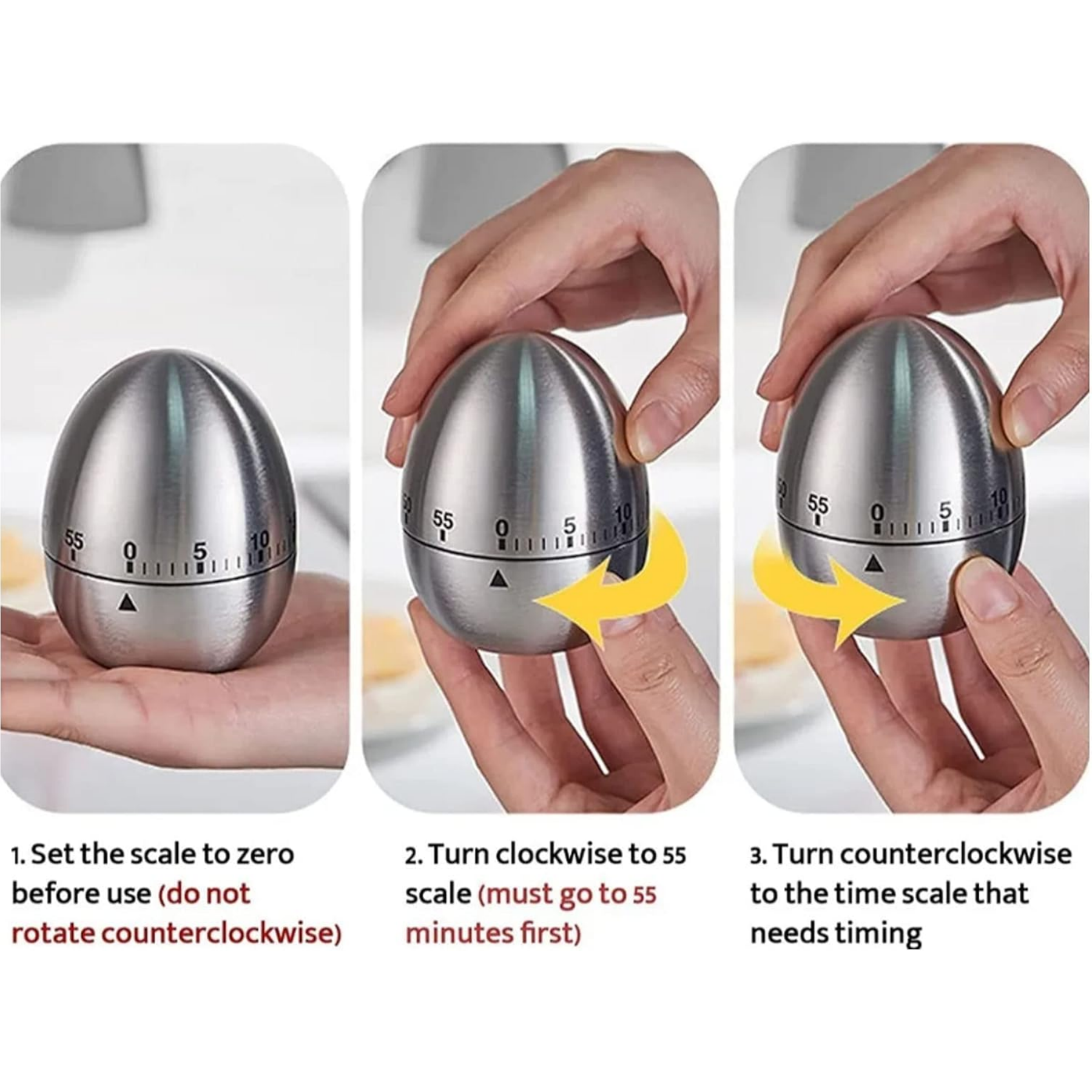 Egg Fruit Shape Stainless Steel Kitchen Timer 3