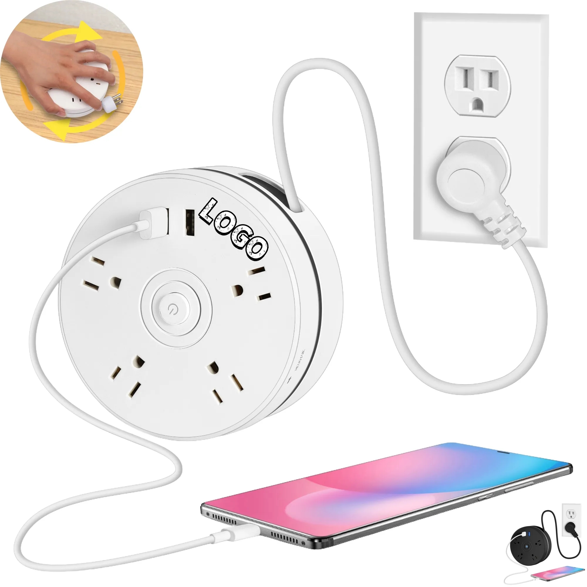 FCC Retractable Extendable Multi-Position Power Strip 4