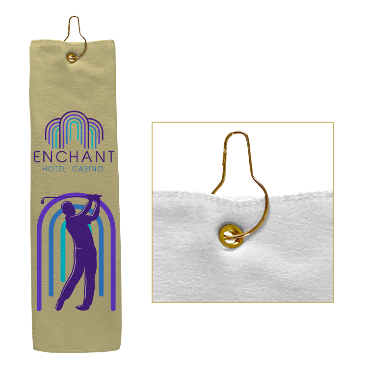 Small Custom Full Color Grommeted Tri-Fold Golf Towel 2