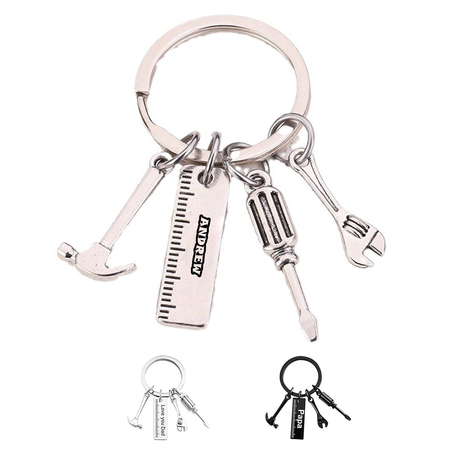 Screwdriver And Wrench Shaped Stainless Steel Keychain