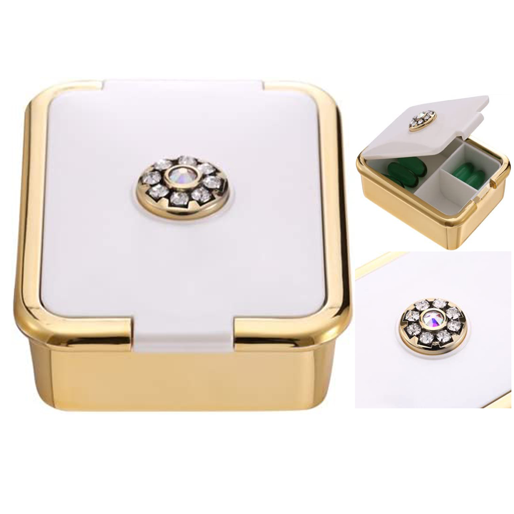 Pill Organizer with Swarovski Crystals