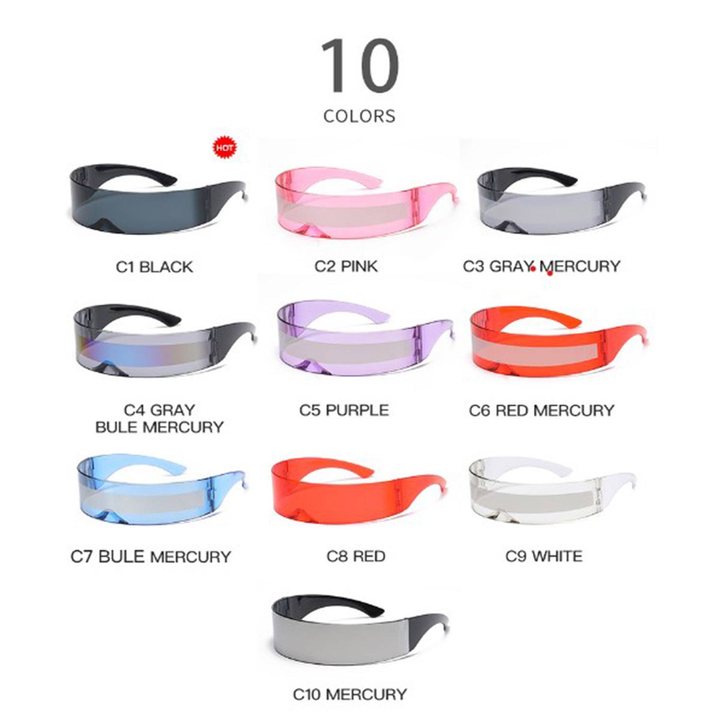 Futuristic Visor Sunglasses with Semi Translucent 3