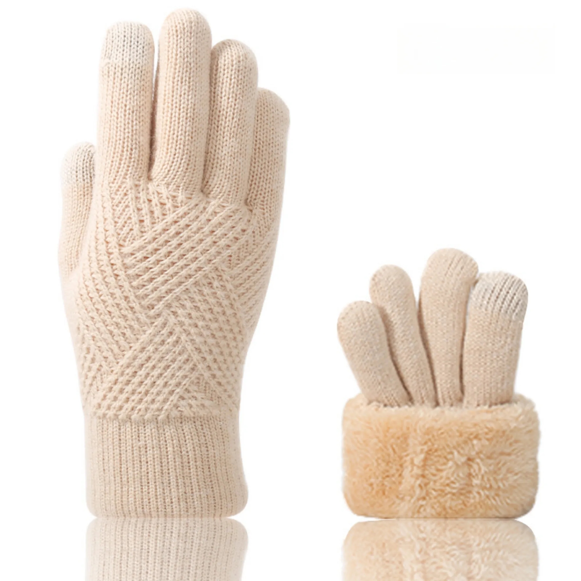 Double-Layer Plush Knitted Gloves 1
