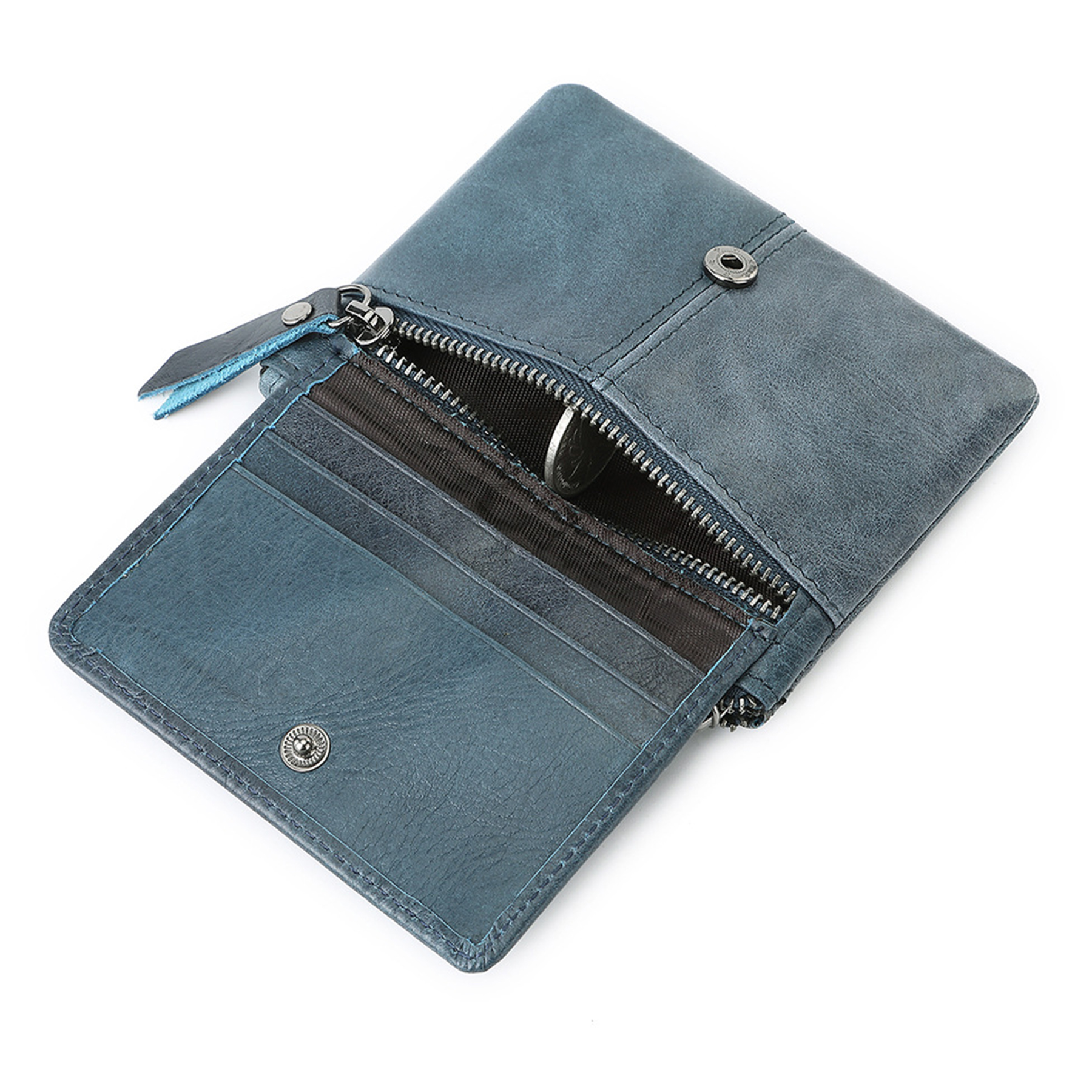 Leather 2-Zipper Coin Purse Wallet 1