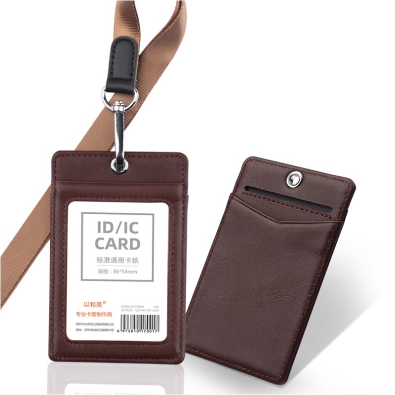 Genuine Leather ID Badge Holder with 3 Slots 4