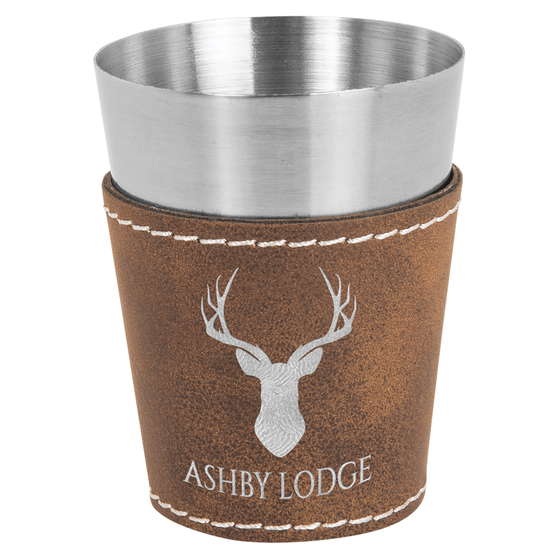 2oz. Rustic/Silver Leatherette & Stainless Steel Shot Glass