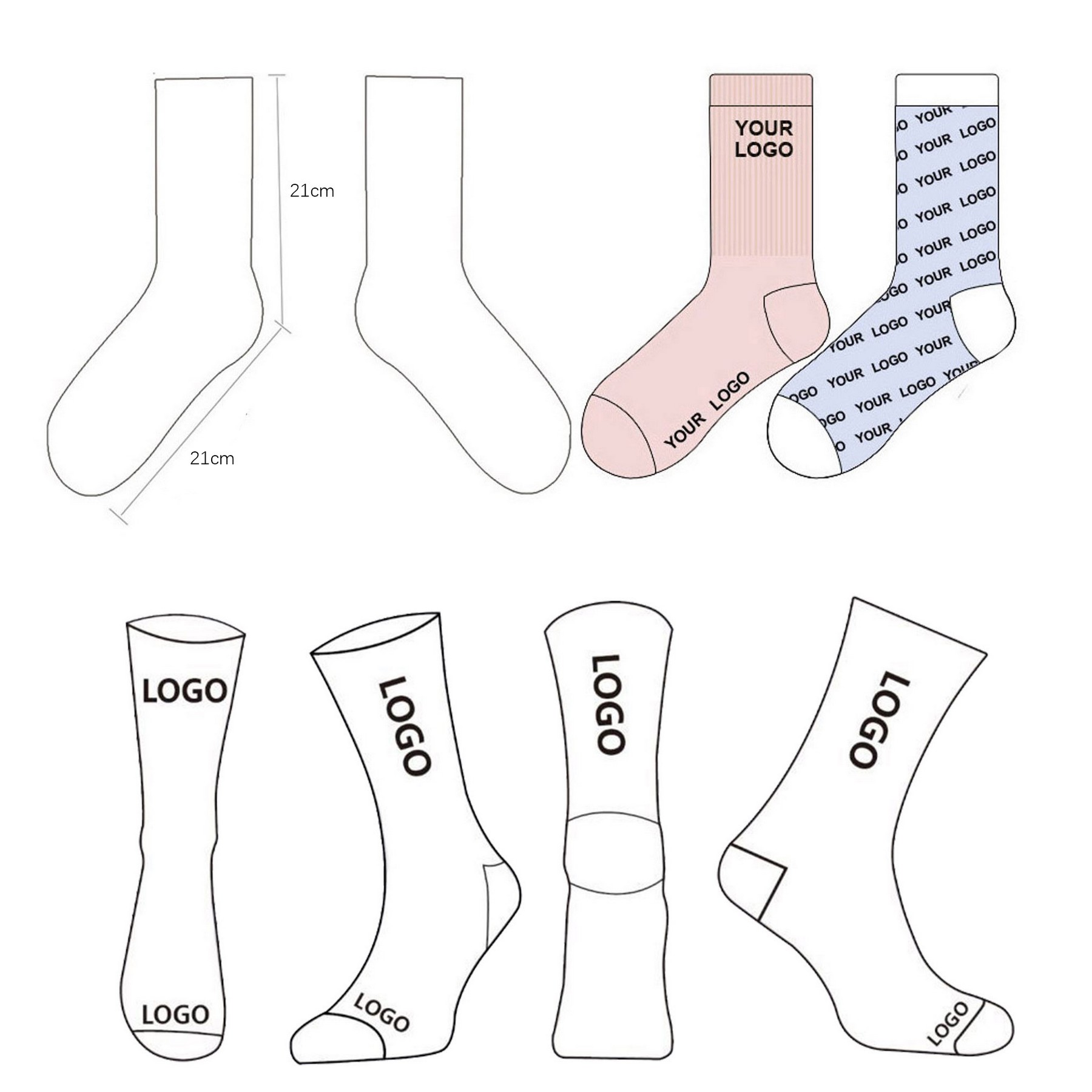 Custom Knit Cotton Crew Jacquard Socks 6