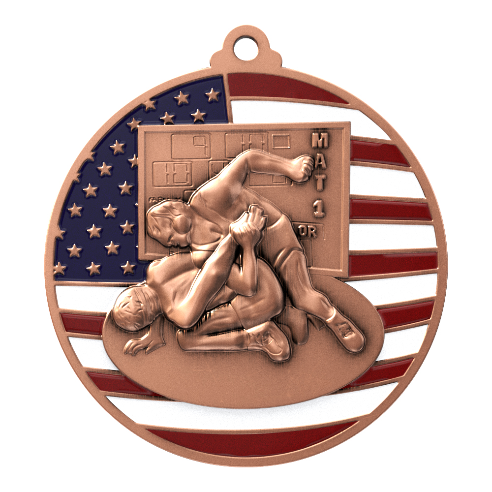 Wrestling Patriotic Medallion (2-3/4") 4