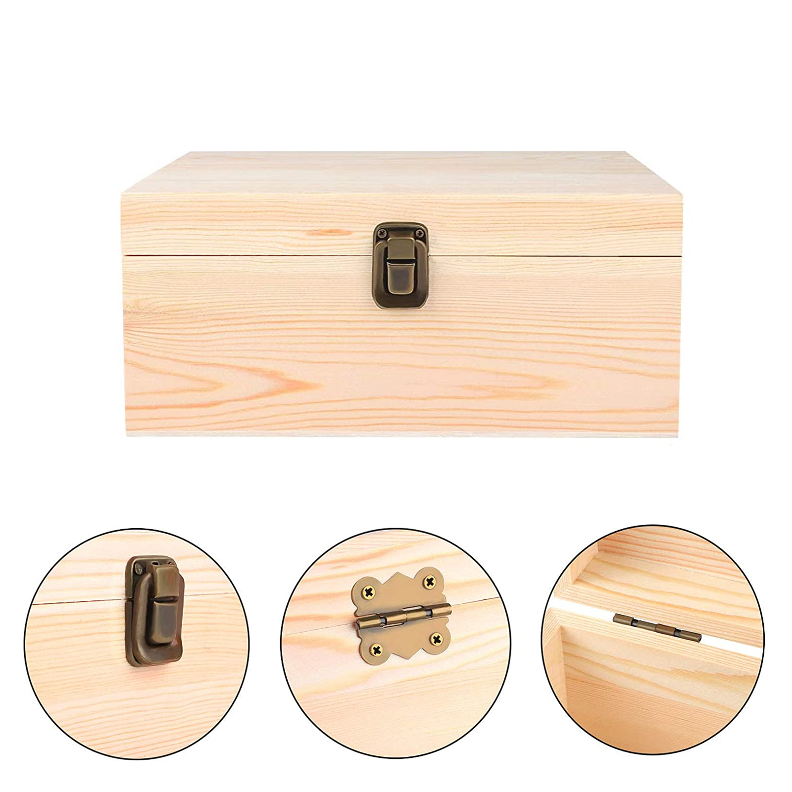 Unfinished Wood Treasure Chest Decorative Wooden Box 2