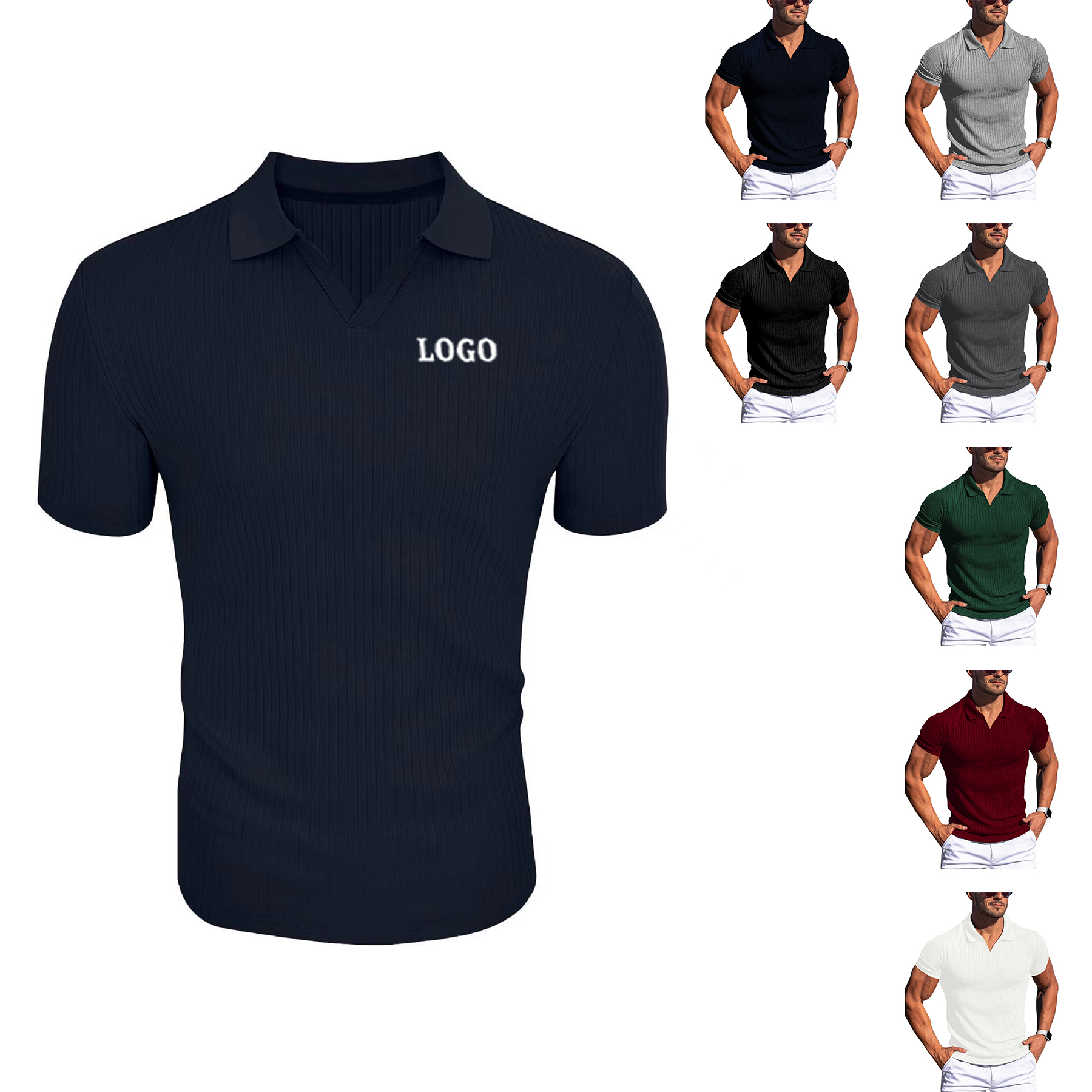 Polo Shirts for Men Short Sleeve Slim Fit Shirts Casual Stretch 3