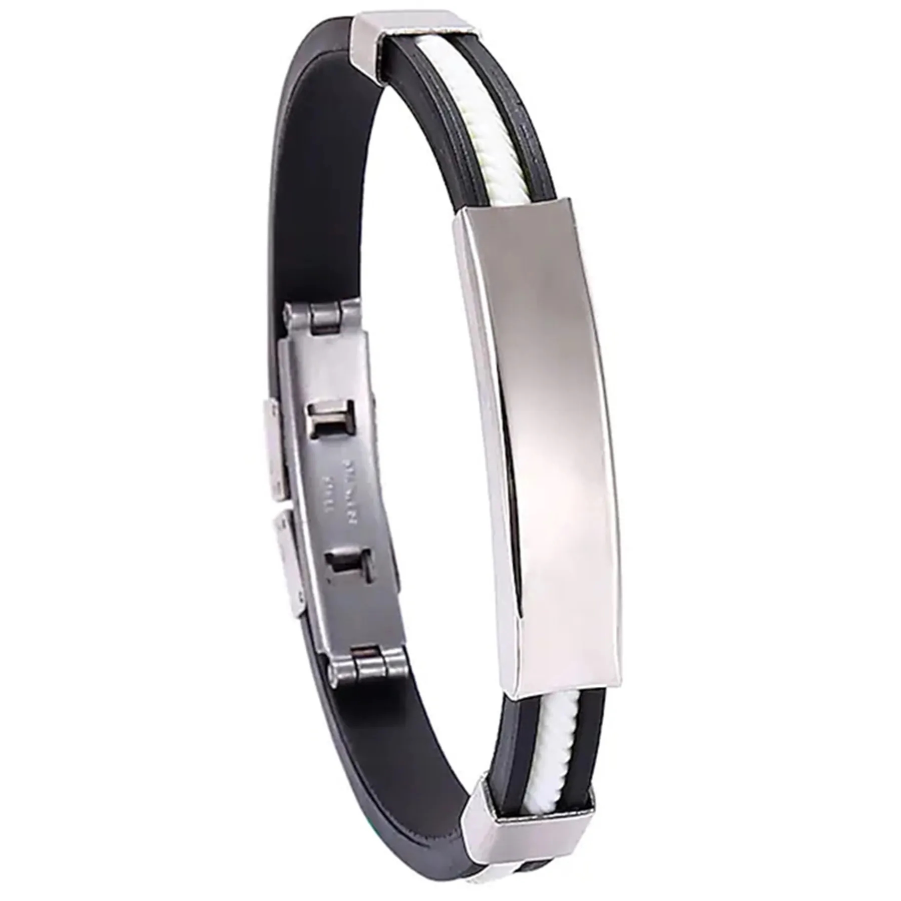 Colorful Silicone Bracelet Stainless Steel Silver Plating 4