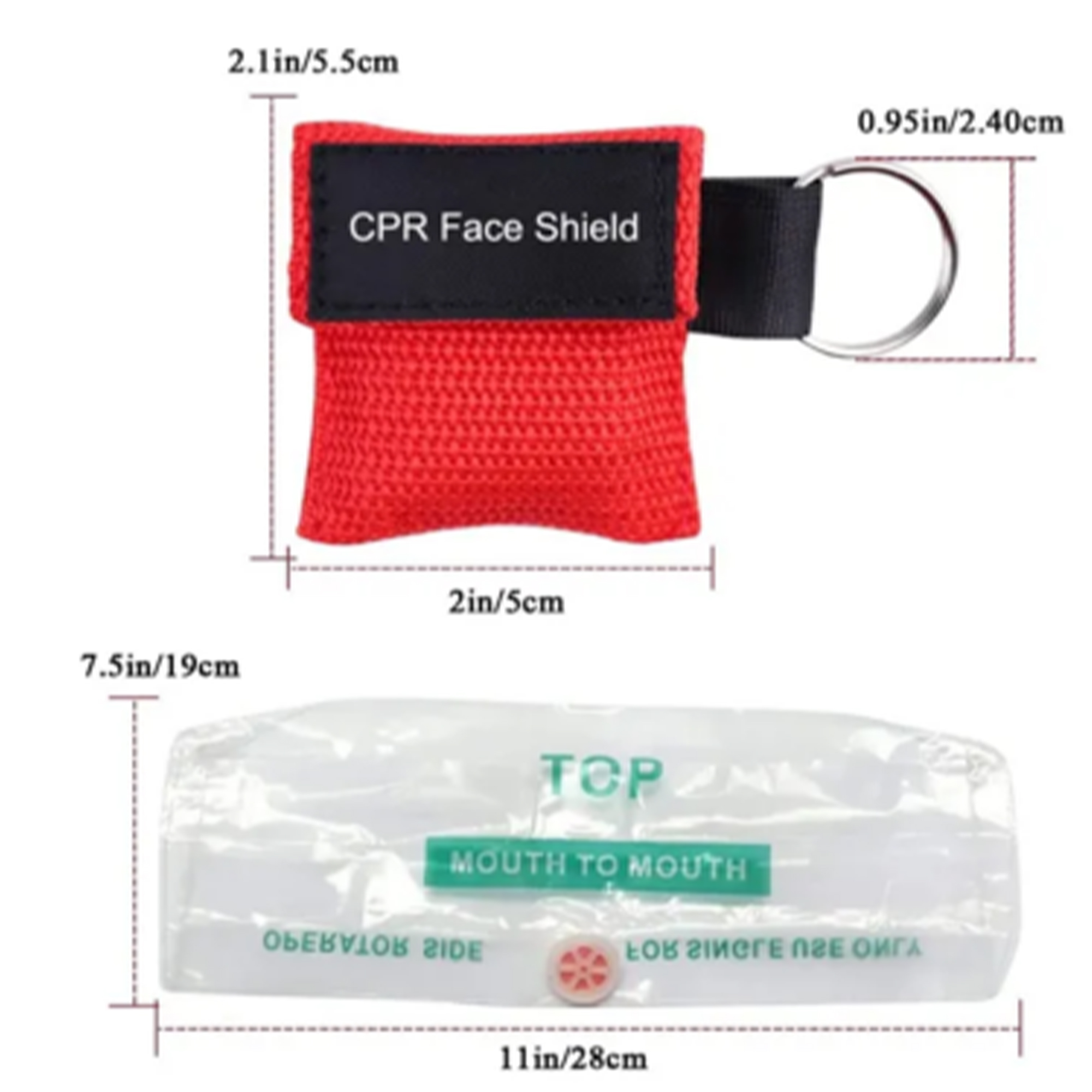Custom CPR Face Shield Mask W/ Pouch Keychain 2