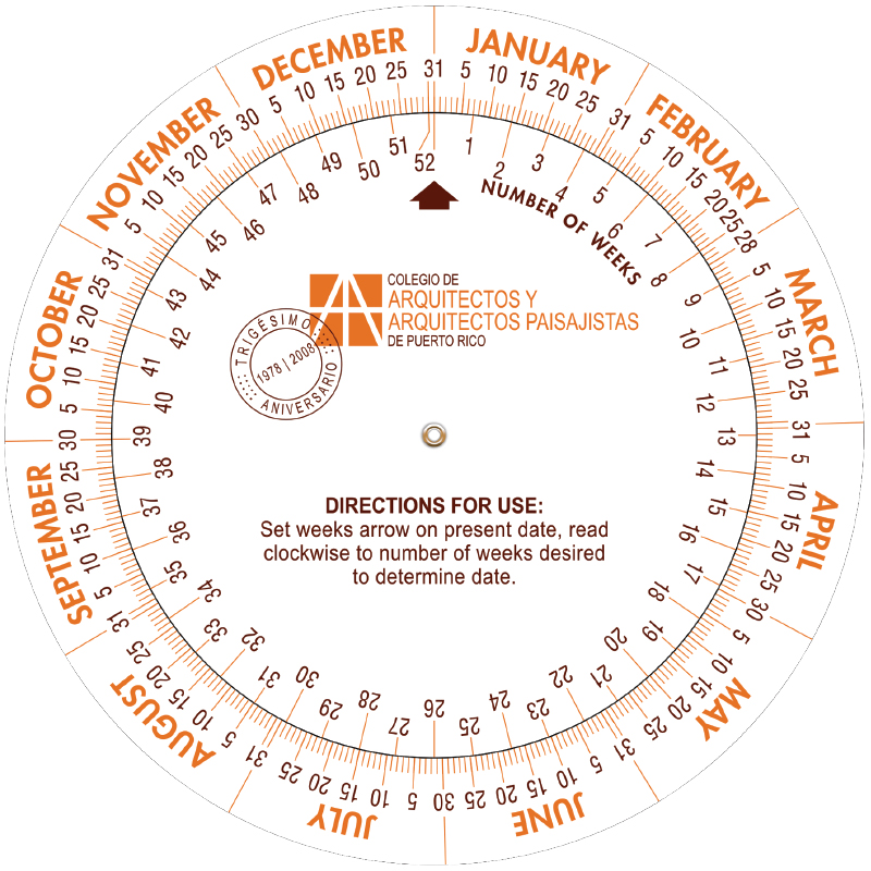 Perpetual Calendar Wheel (6" Diameter & 3" Diameter) 3