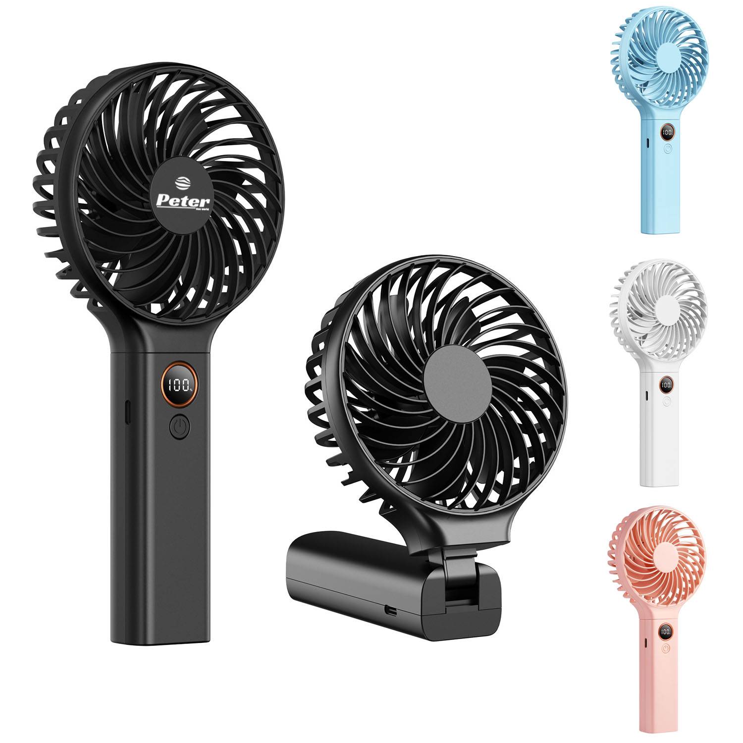 Compact Foldable 6-Speed Handheld Fan LED Display 15
