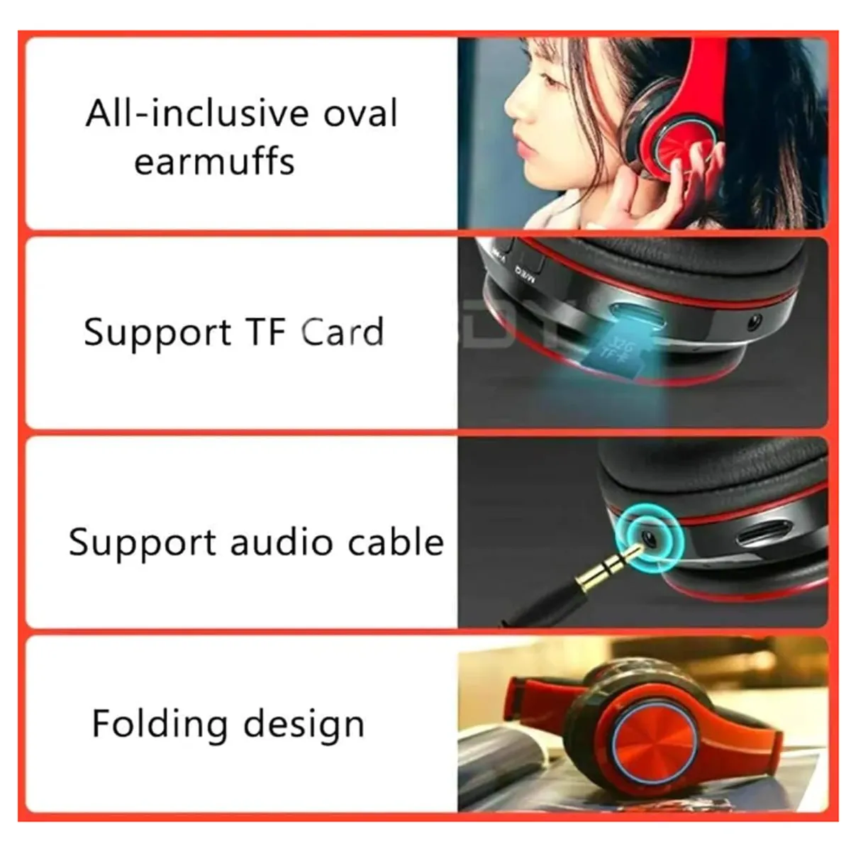 Foldable Stereo gaming Wireless Bluetooth over ear Headphone 7