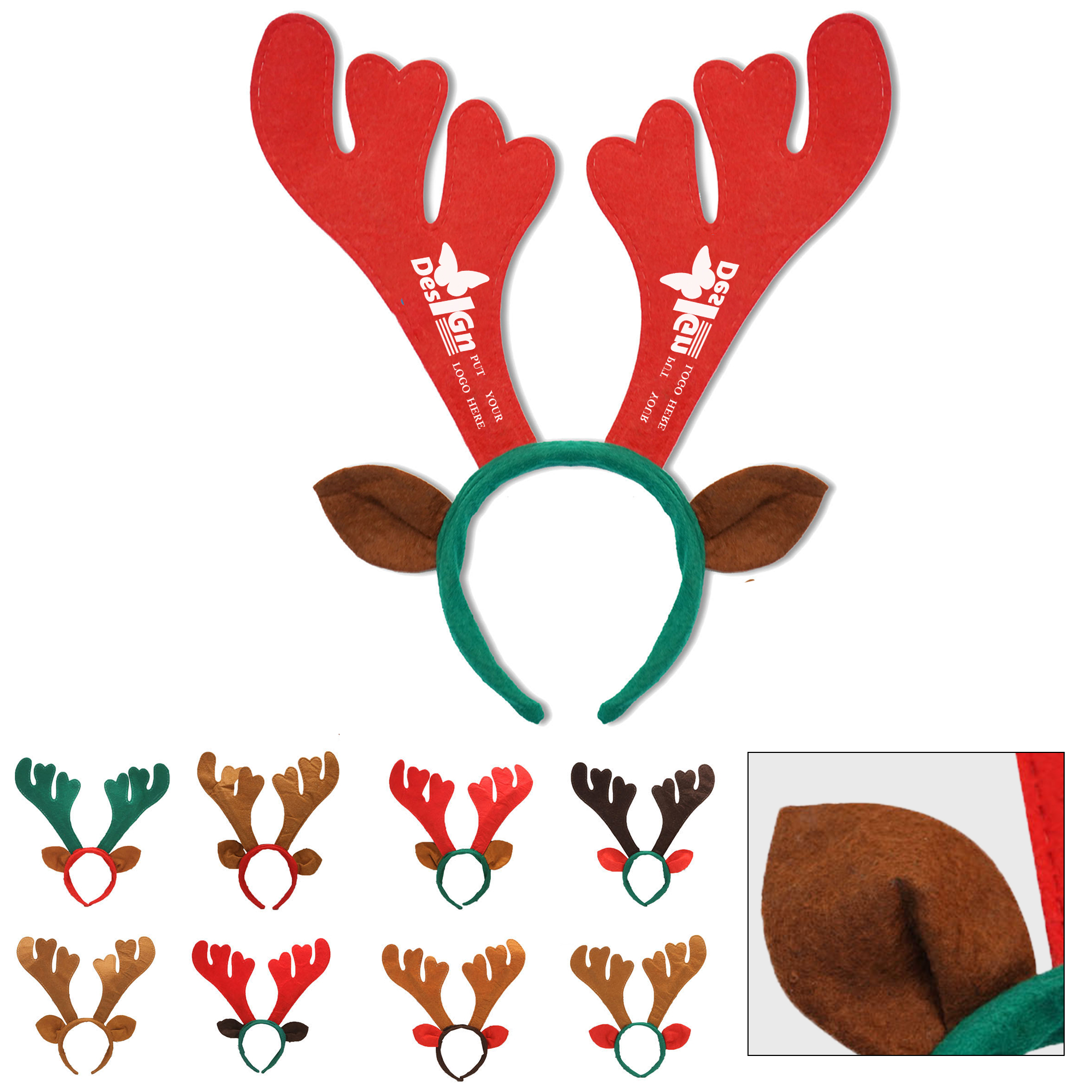 Full Color Christmas Reindeer Antler Headband 1