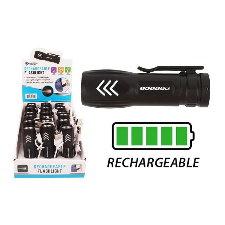 Rechargeable Mini COB LED Flashlight - Black 2