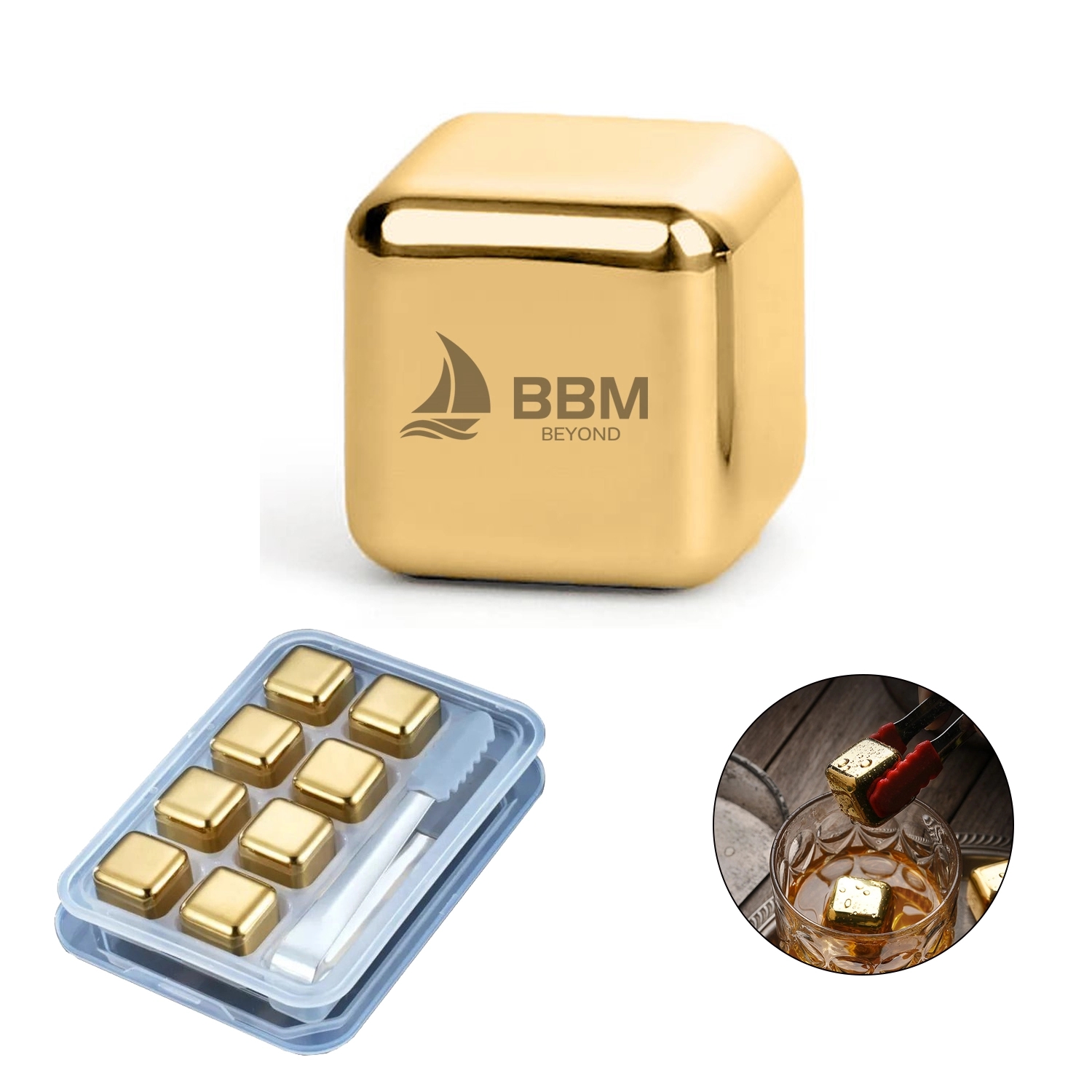 8 Pack Of Golden Whiskey Ice Cubes 3