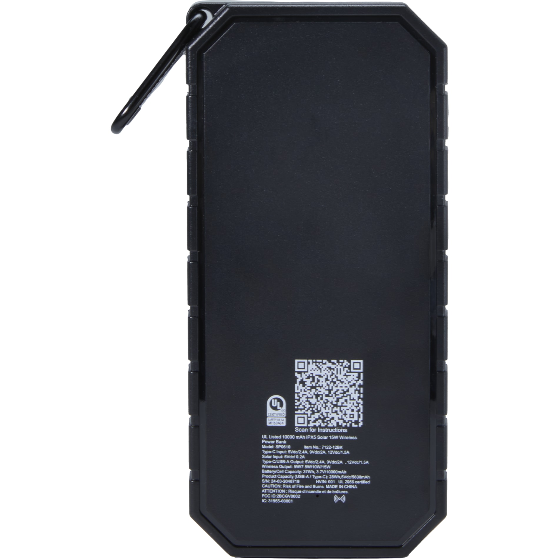 UL Listed 10000 IPX5 Solar 15W Wireless Power Ban 38