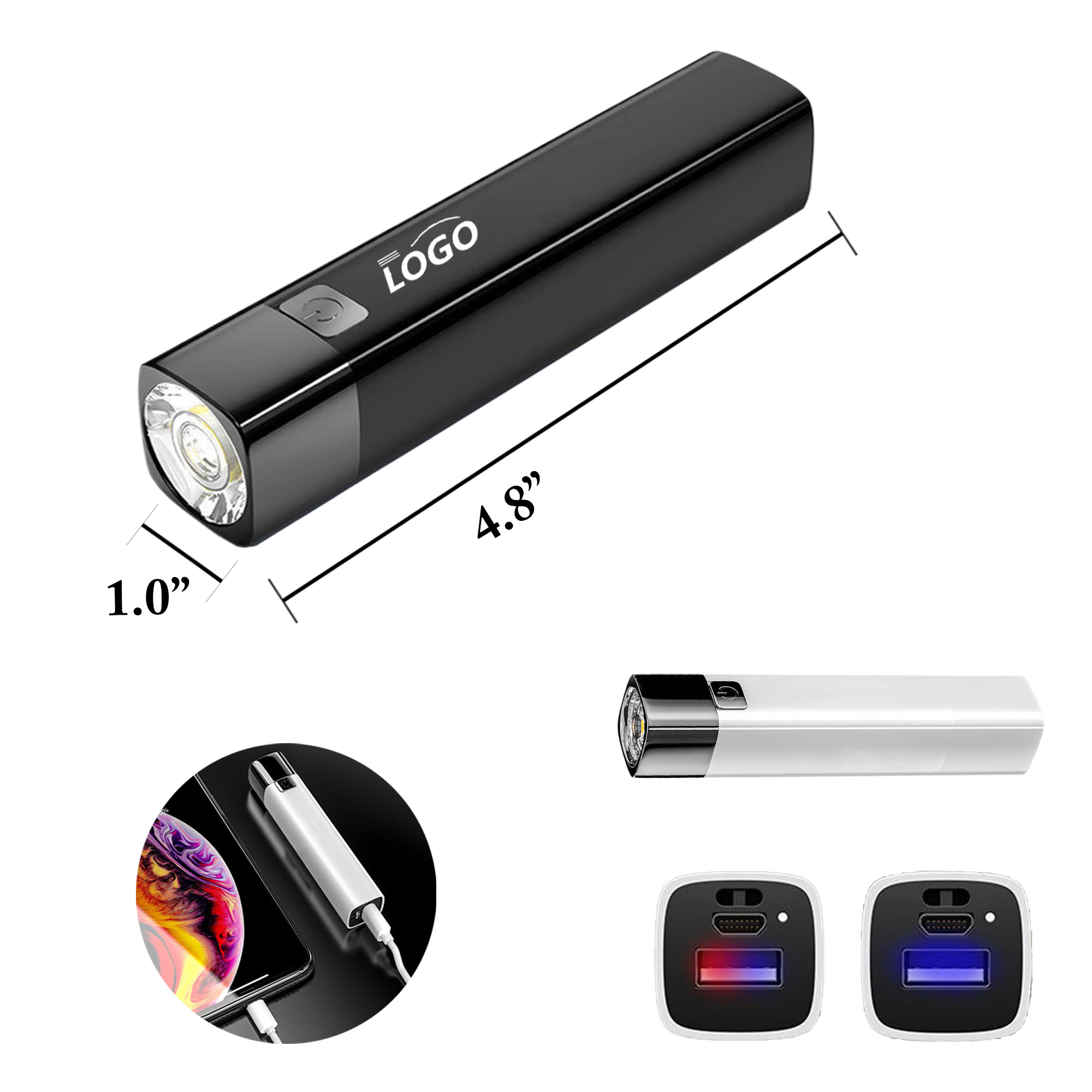 800mAh ABS Flashlight Power Bank 4