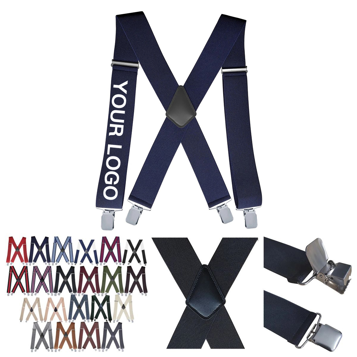 Durable X Back Suspenders with Metal Clip Attachments 8