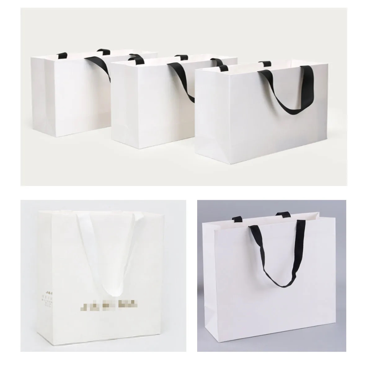 Reusable Foldable White Paper Gift Bags All Over Printing 6