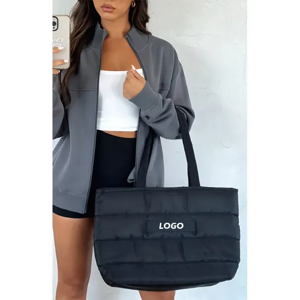 Padded Nylon Puffy Tote Shoulder Bag 3