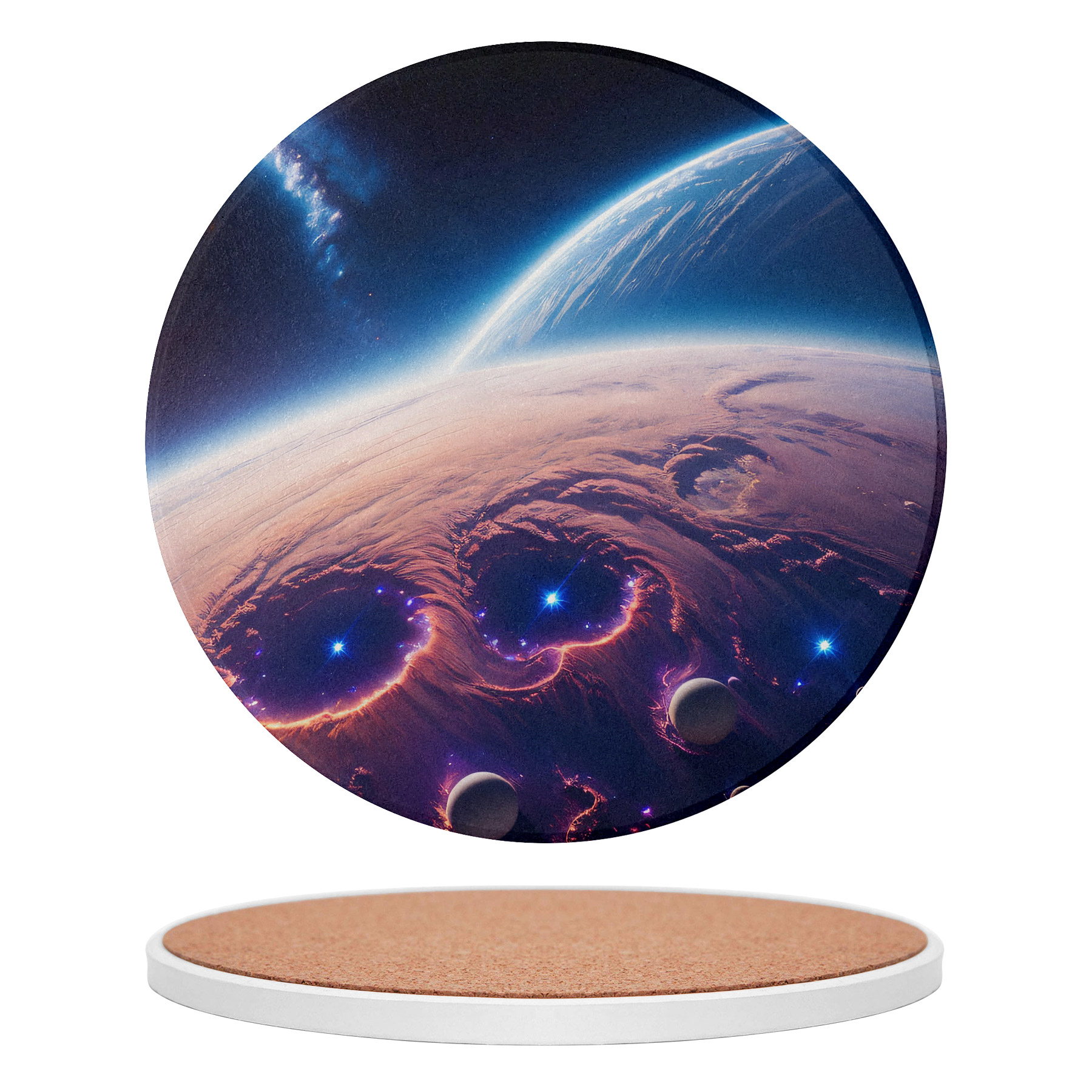 Custom 3.5'' Ceramics Heat-Insulating Coaster With Cork Base 8