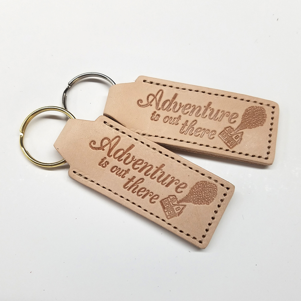 Double Sided Rectangular Leather Key Chain - Small 2