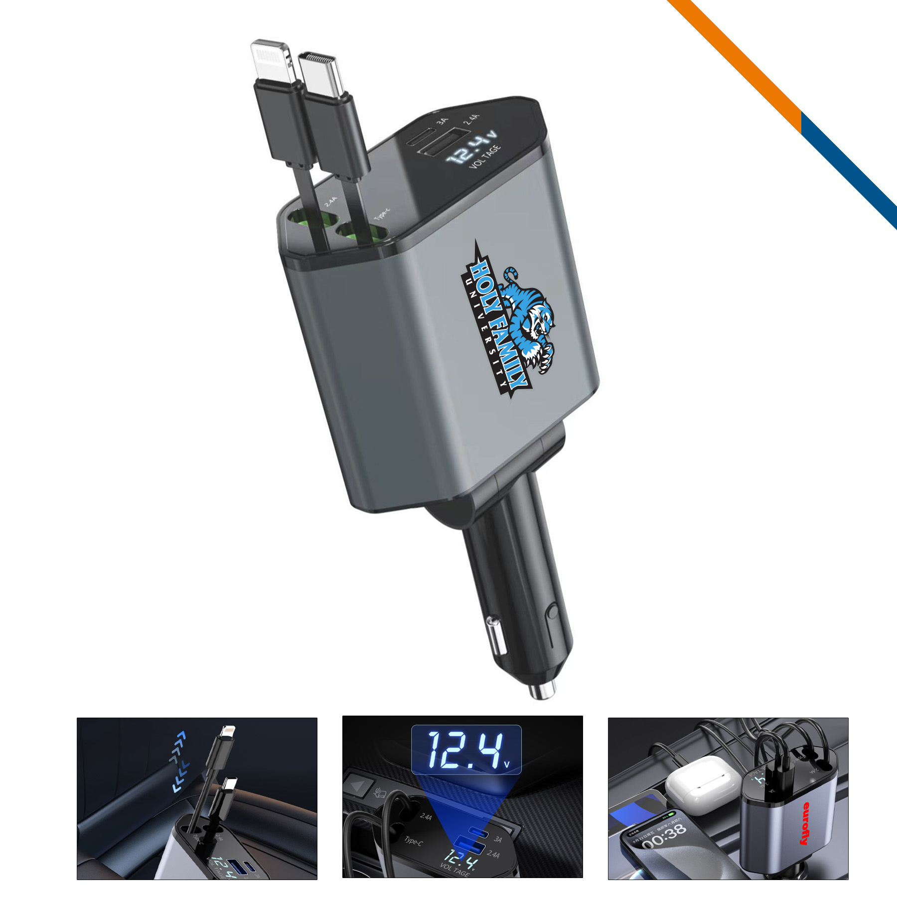Jameson 4in1 Retractable Fast Charging Car Charger 2