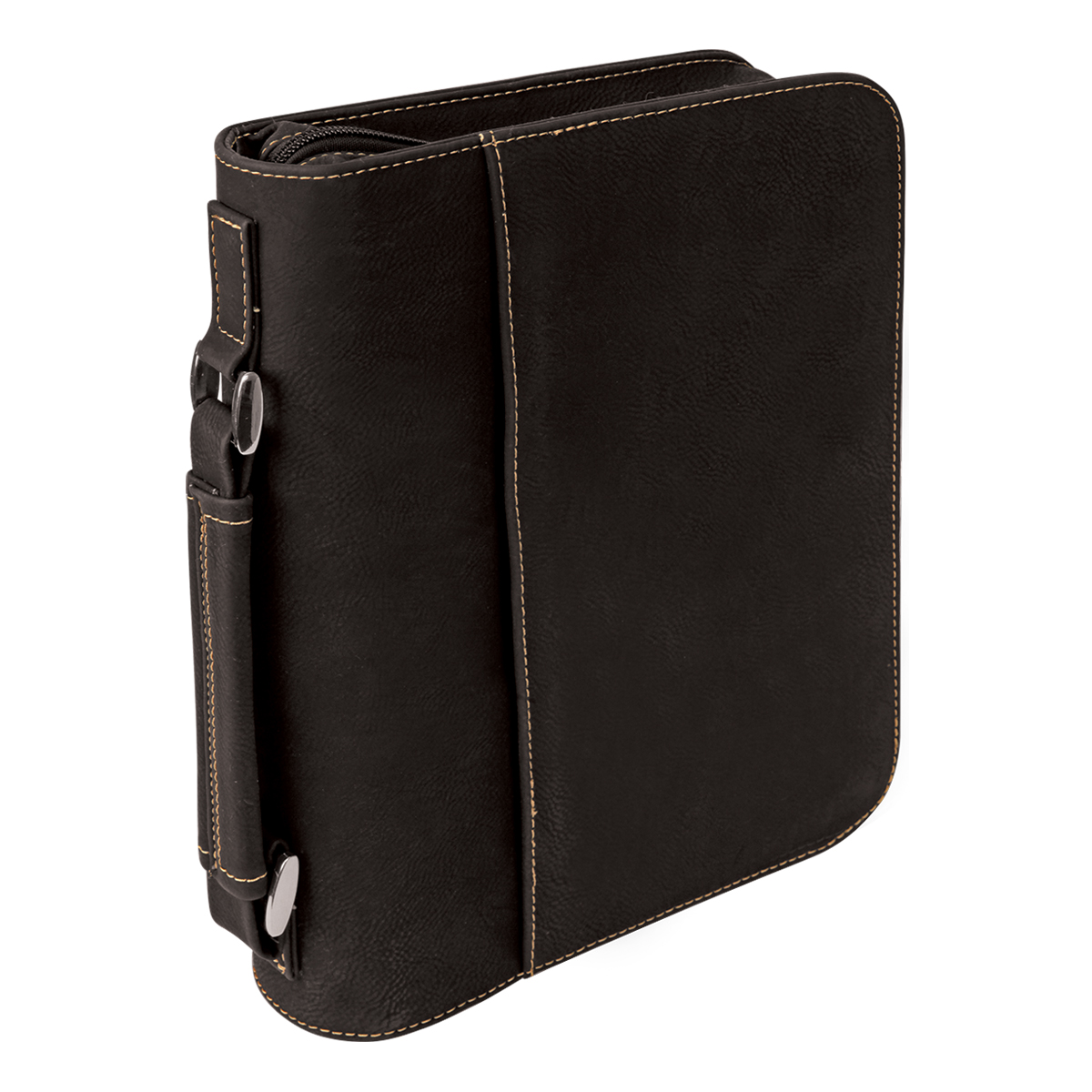 7" x 10" Black & Gold Leatherette Book/Bible Cover with Handle & Zipper 3