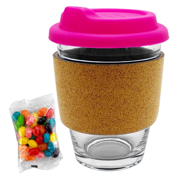 Jelly Bean In Cork Band Glass Coffee Cup 10