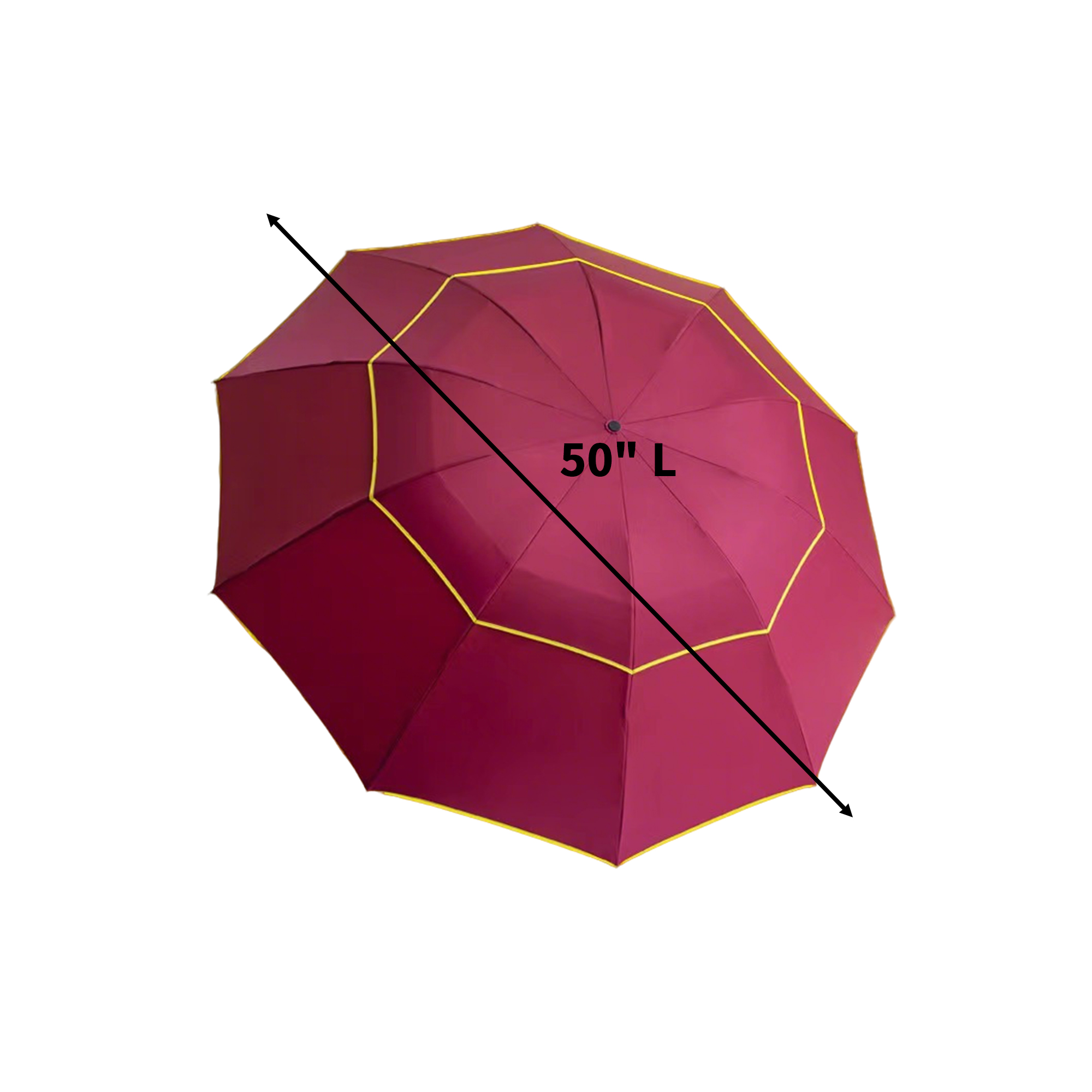 Vented Wind Resistant Folding Umbrella 50" Arc Length 5