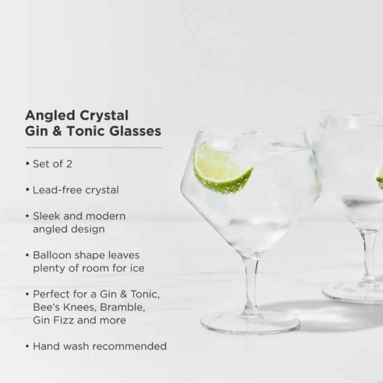 Viski® Angled Crystal Gin & Tonic Glass, set of 2 8